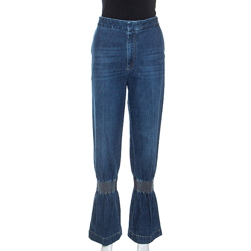 Pre Owned بنطلون جينز ستيلا مكارتني ابريل مزين مكشكش دنيم أزرق M