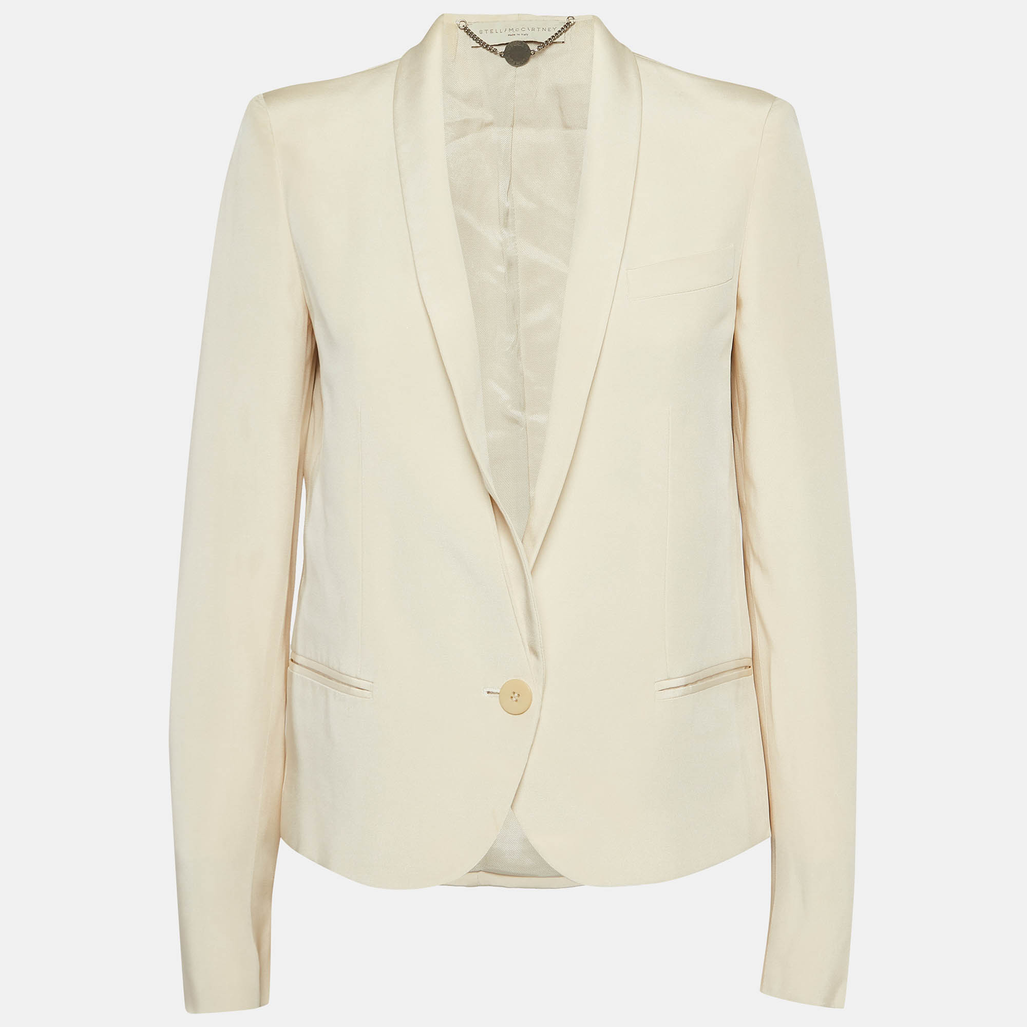 Pre Owned Stella McCartney Cream Silk Single Breasted Blazer S