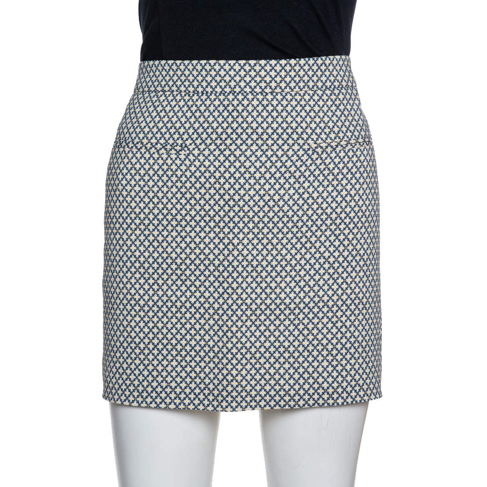 Stella McCartney Multicolor Knit Grid Patterned Mini Skirt M