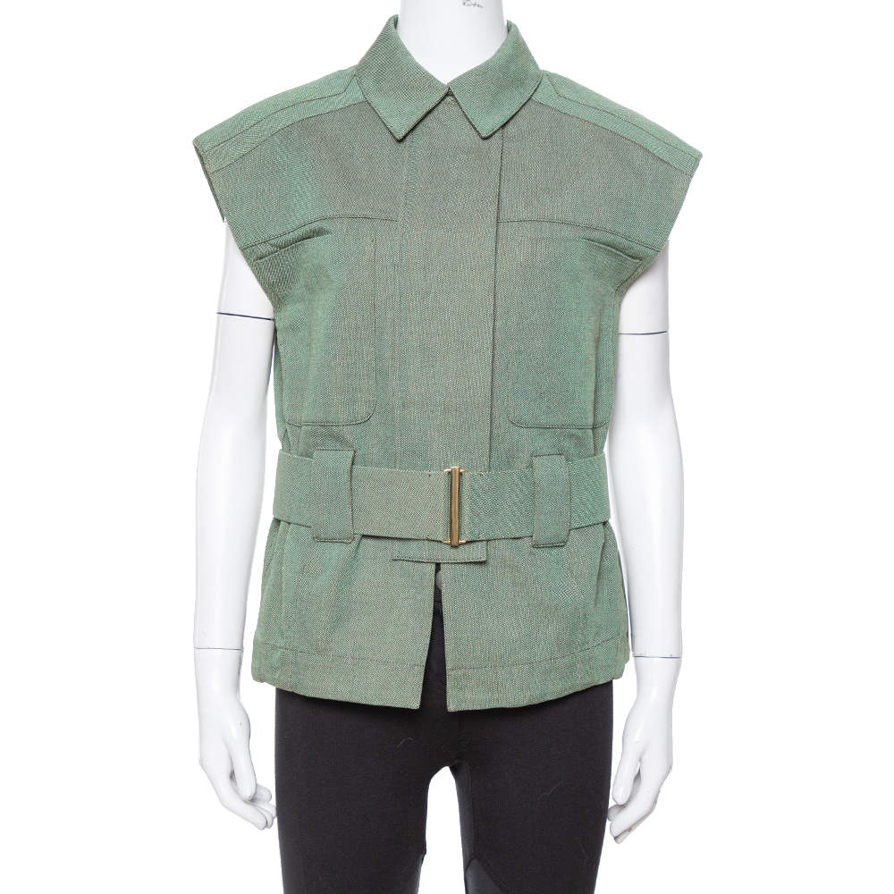 Pre Owned Stella McCartney Green Canvas Belted Vest S