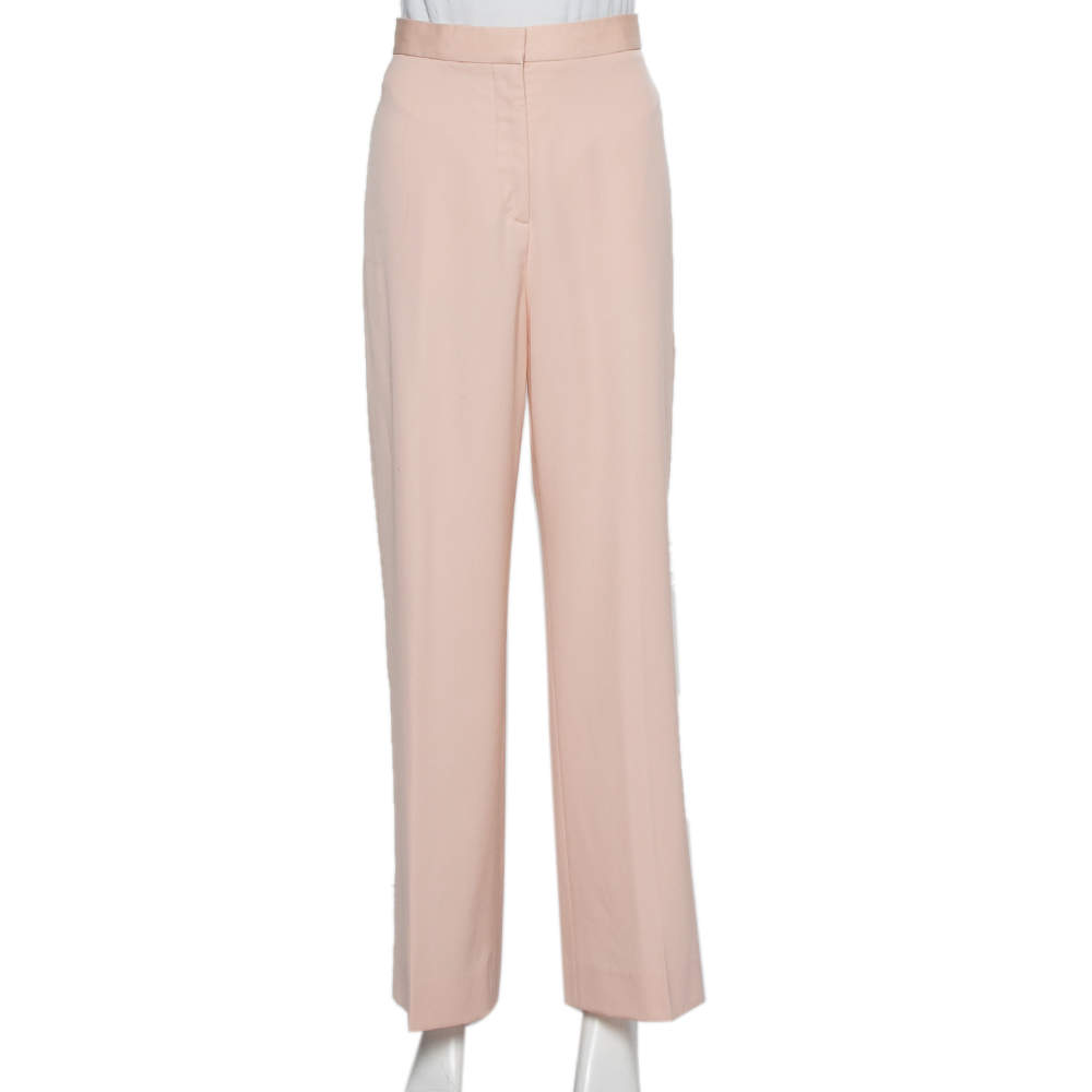 Pre Owned Stella McCartney Pink Wool Flared Leg Trousers S