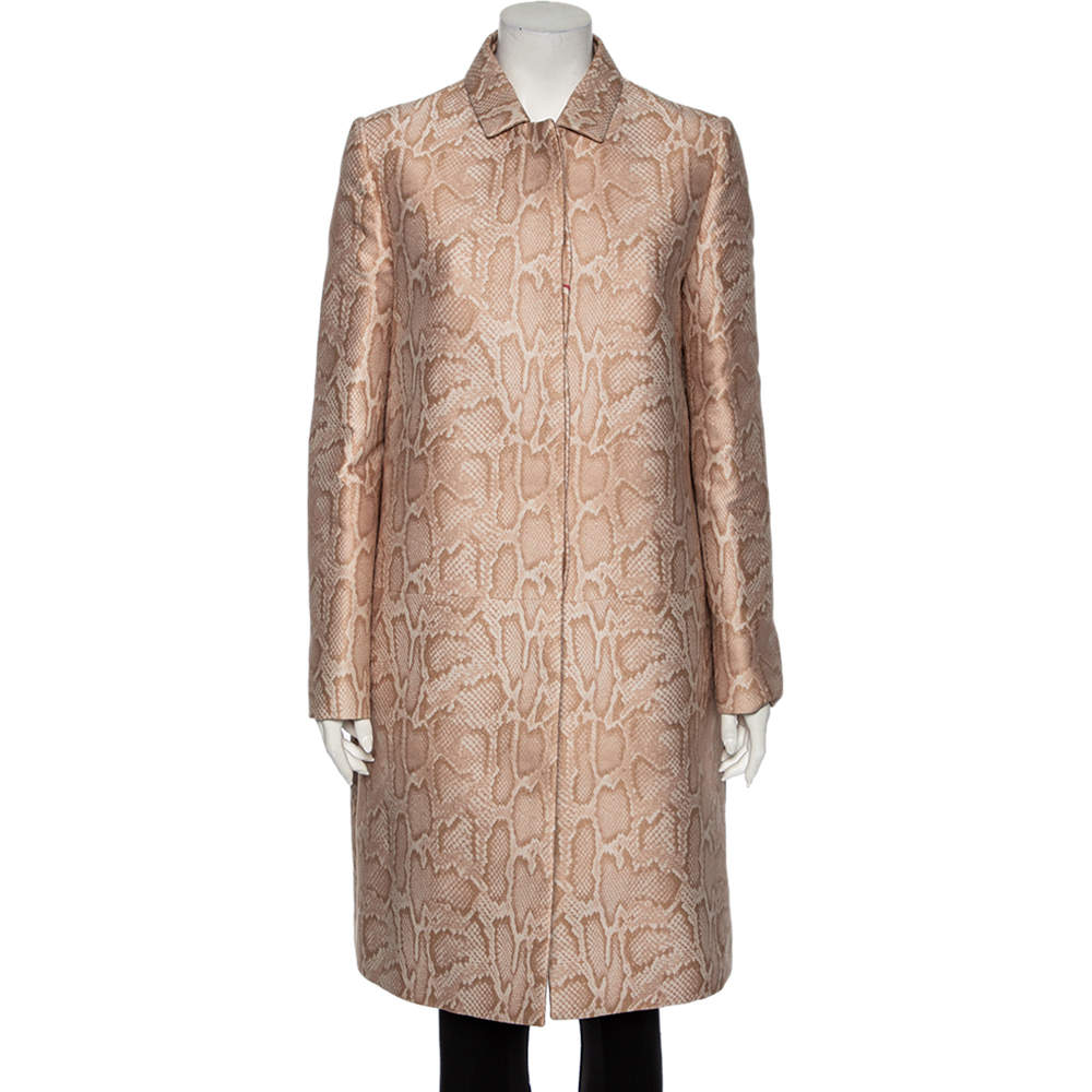 Pre Owned Stella McCartney Blush Pink Snakeskin Jacquard Patterned Kevin Coat M