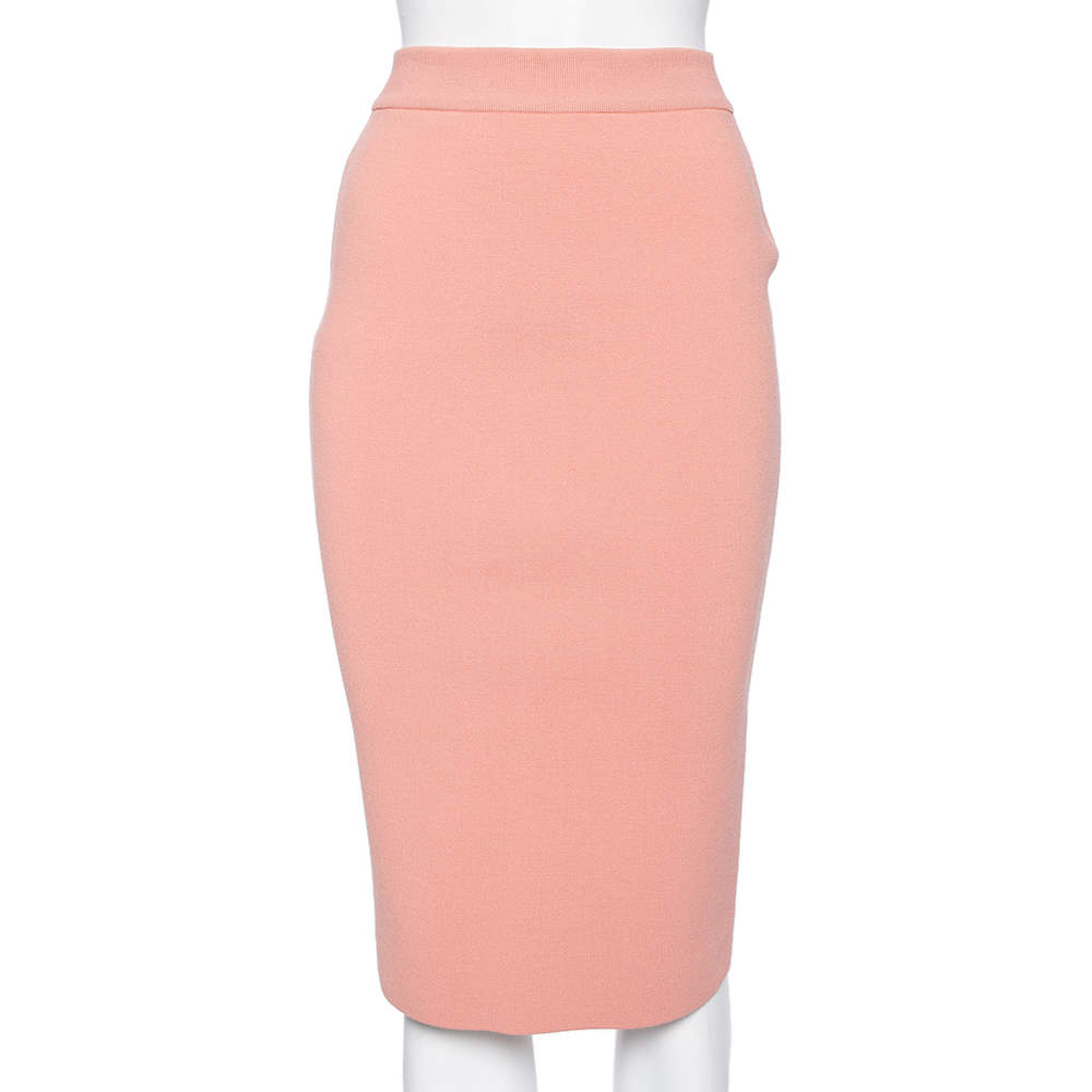 Pre Owned تنورة ستيلا ماكرتني مستقيمة تريكو صوف وردي فاتح مقاس صغير