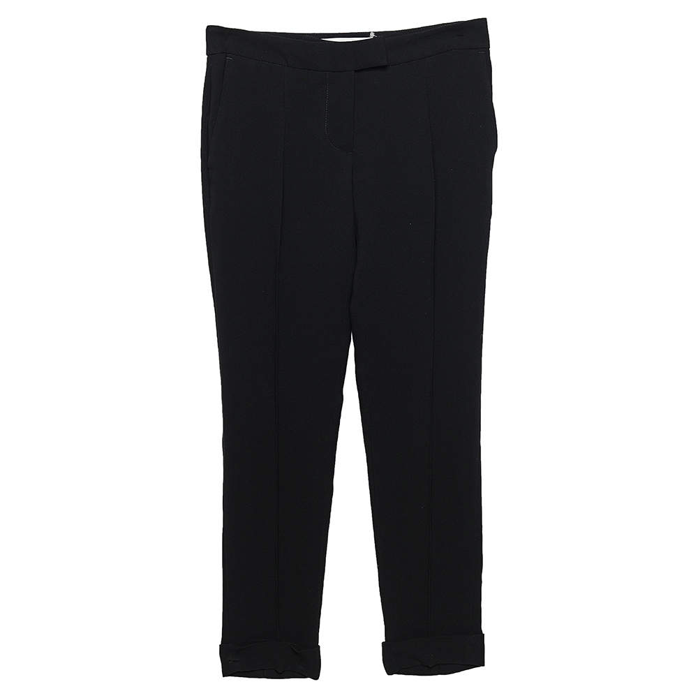 Pre Owned Stella McCartney Black Crepe Tapered Leg Cropped Pants XS