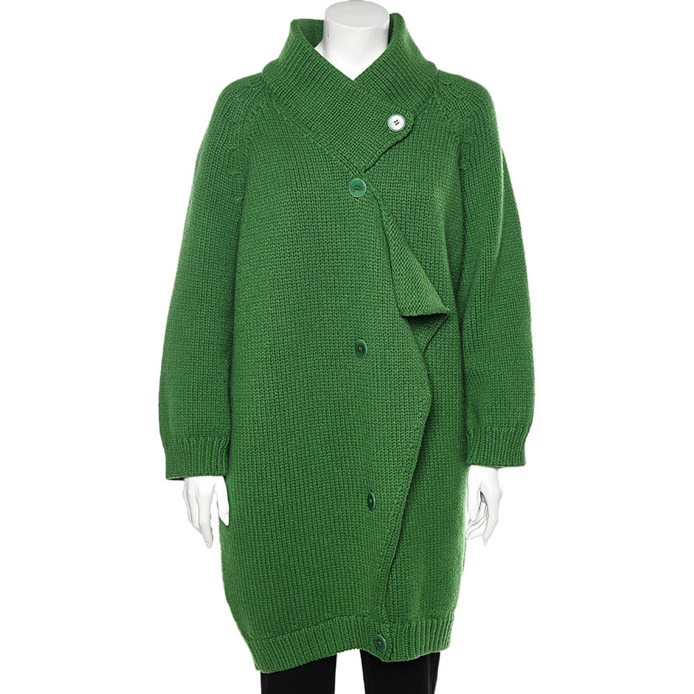 Pre Owned Stella McCartney Green Wool Knit Oversized Coat M