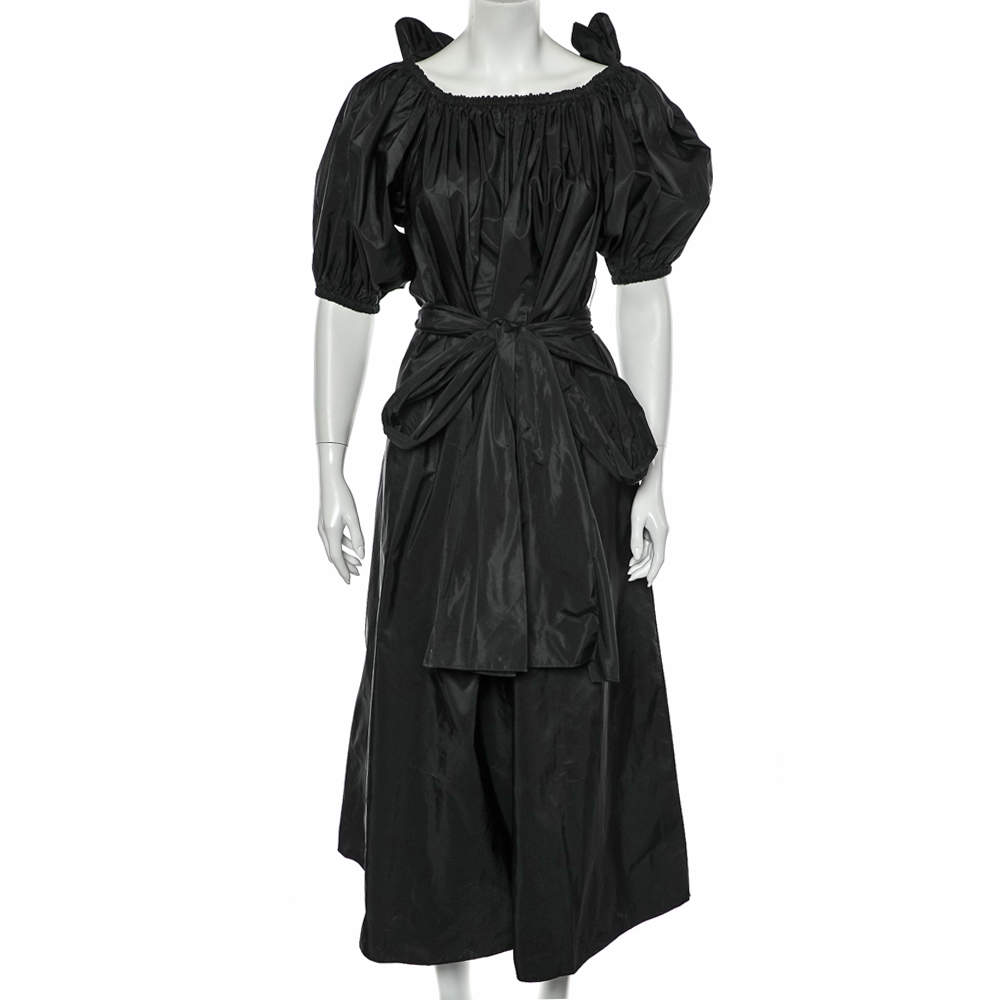 Pre Owned فستان ستيلا مكارتني حرير صناعي أسو د بحزام متوسط الطول مقاس وسط ( ميديوم )