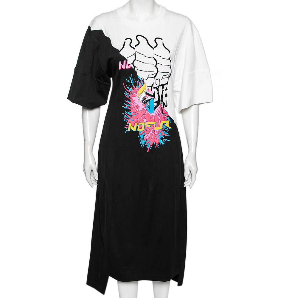 Stella McCartney Monochrome Cotton Printed Sweatshirt Dress M 