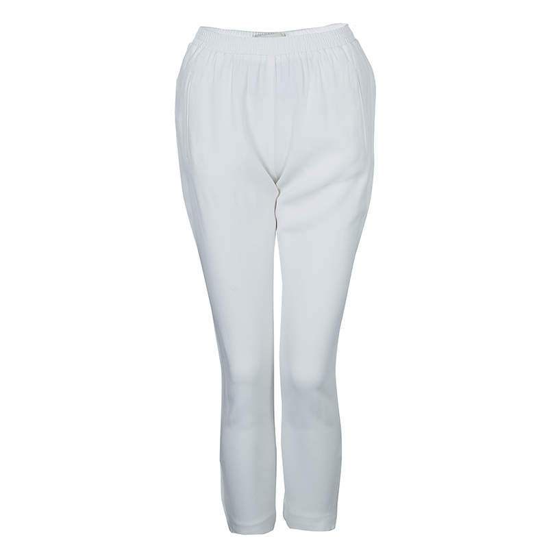 Pre Owned Stella McCartney White Zip Detail Pants S