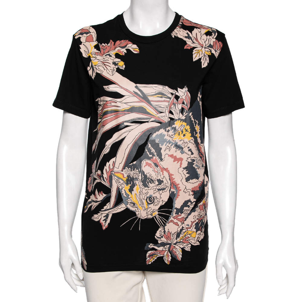 Pre Owned Stella McCartney Black Printed Cotton Top XS