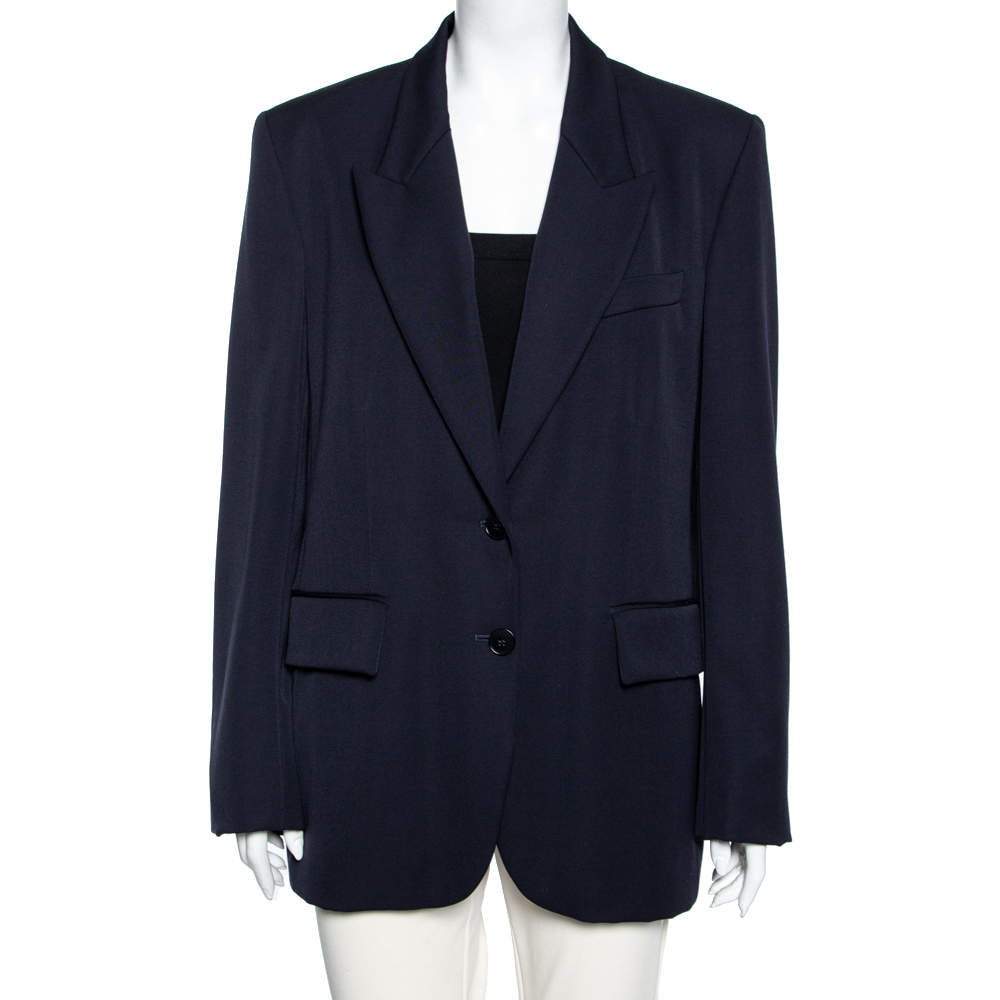 Pre Owned Stella McCartney Navy Blue Wool Single Breasted Blazer L