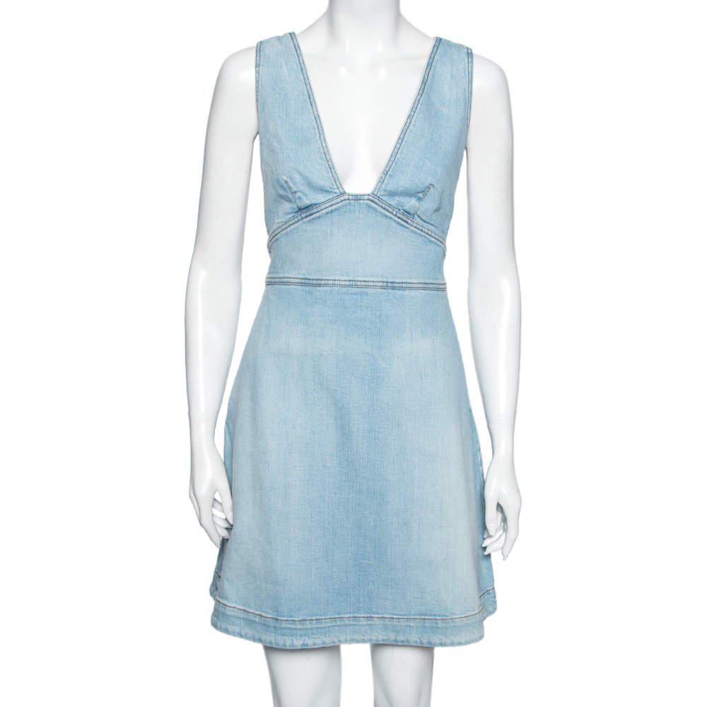 Pre Owned Stella McCartney Blue Denim Dungaree Dress S