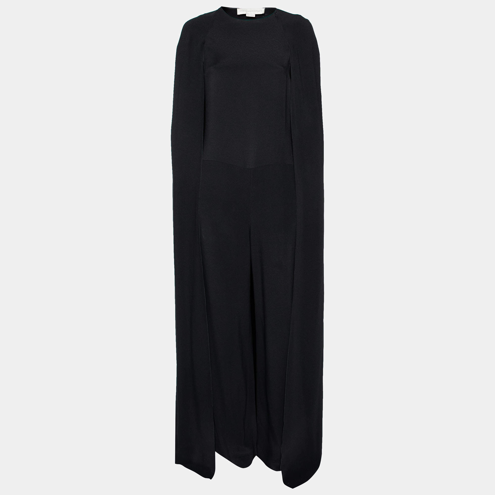 Pre Owned Stella McCartney Black Crepe Cape Back Jumpsuit S