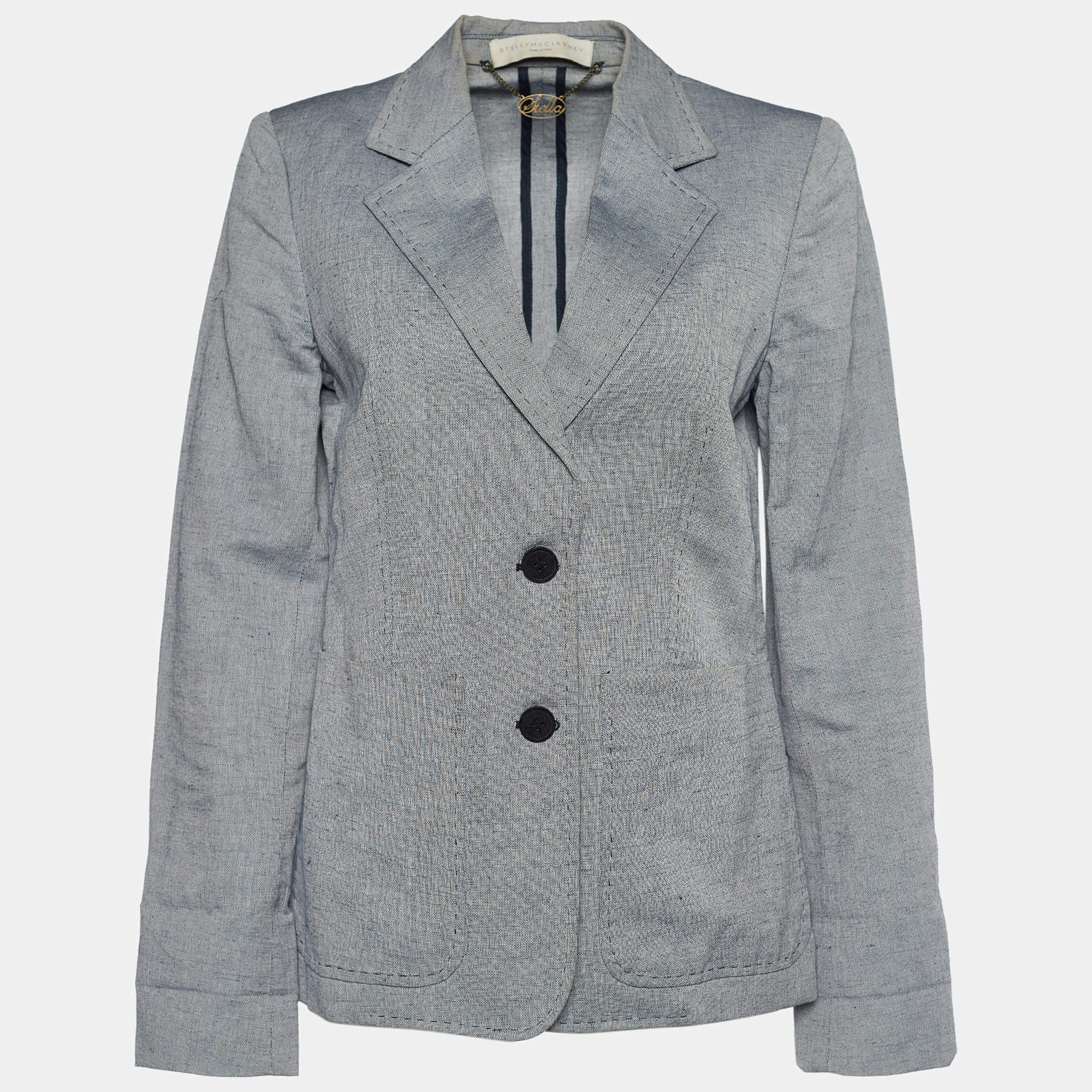 Pre Owned Stella McCartney Grey Linen Single Breasted Blazer M