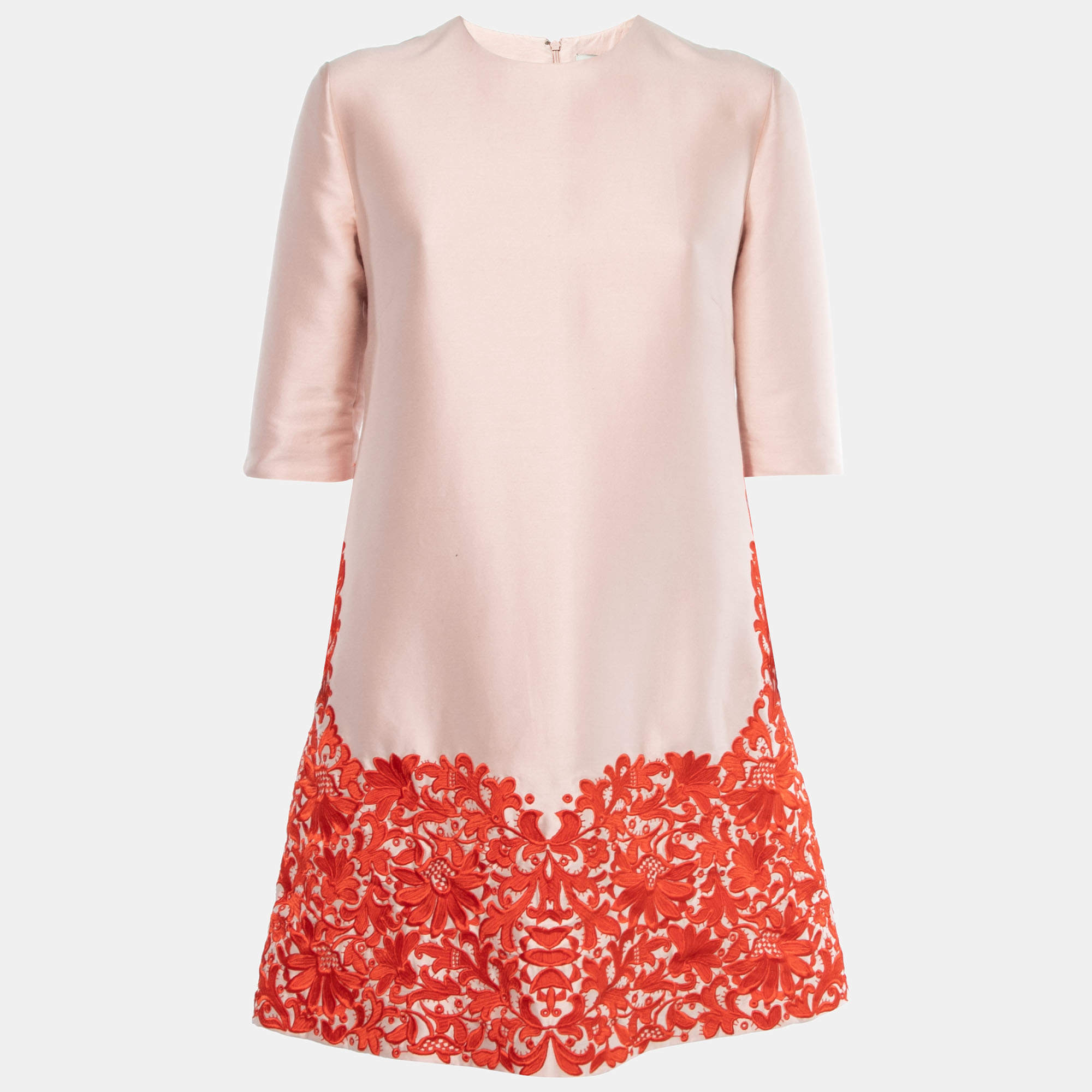 Pre Owned Stella McCartney Light Pink Floral-Embroidered Mini Dress S