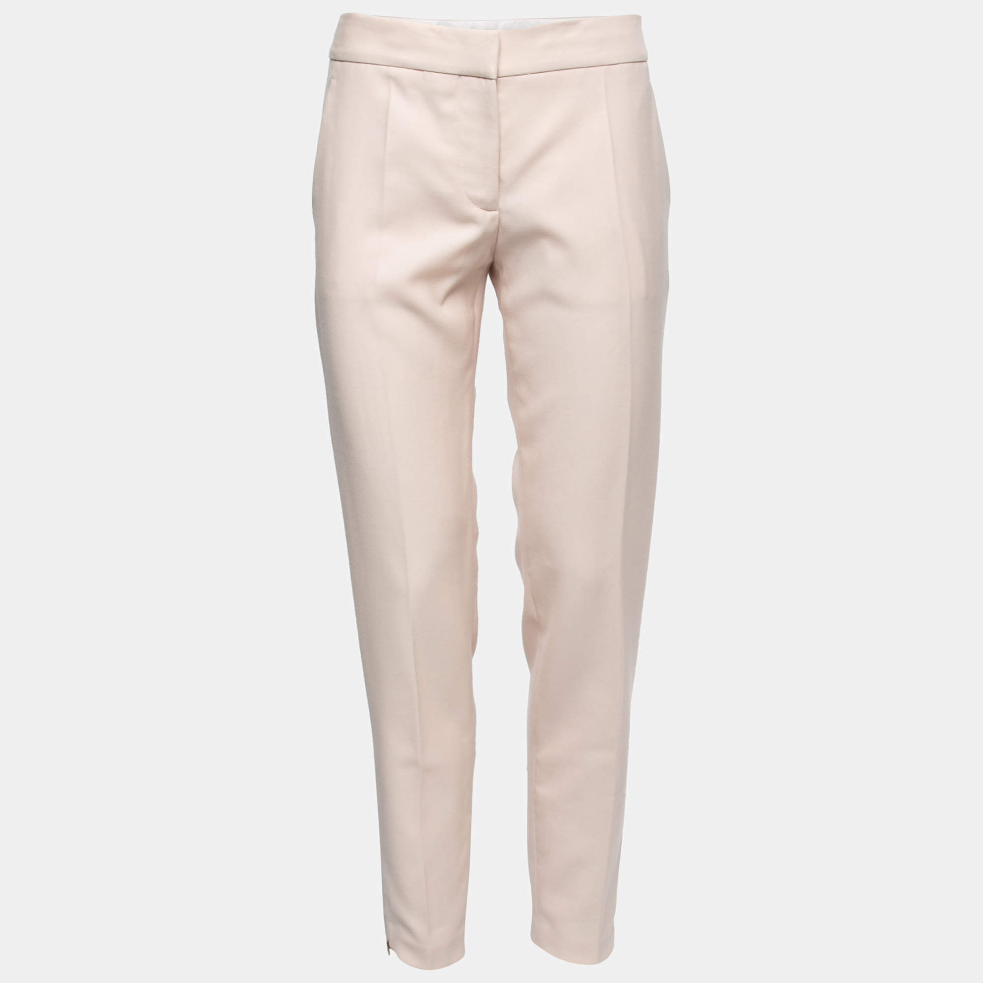 Stella McCartney Pink Textured Wool Tailored Trousers S
