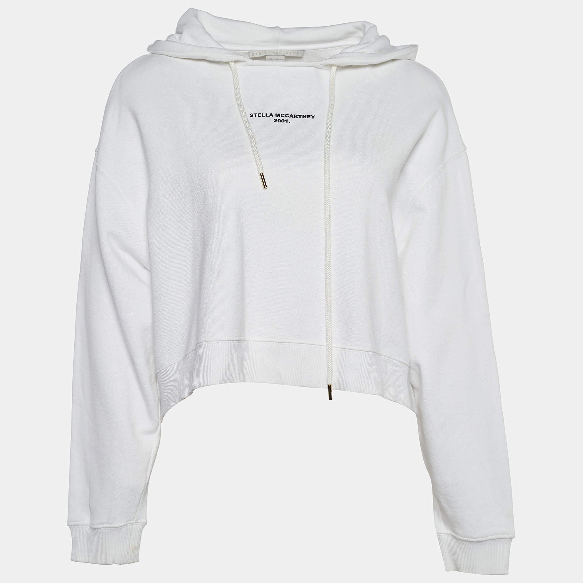 Pre Owned Stella McCartney White Jersey Cropped Hoodie XS