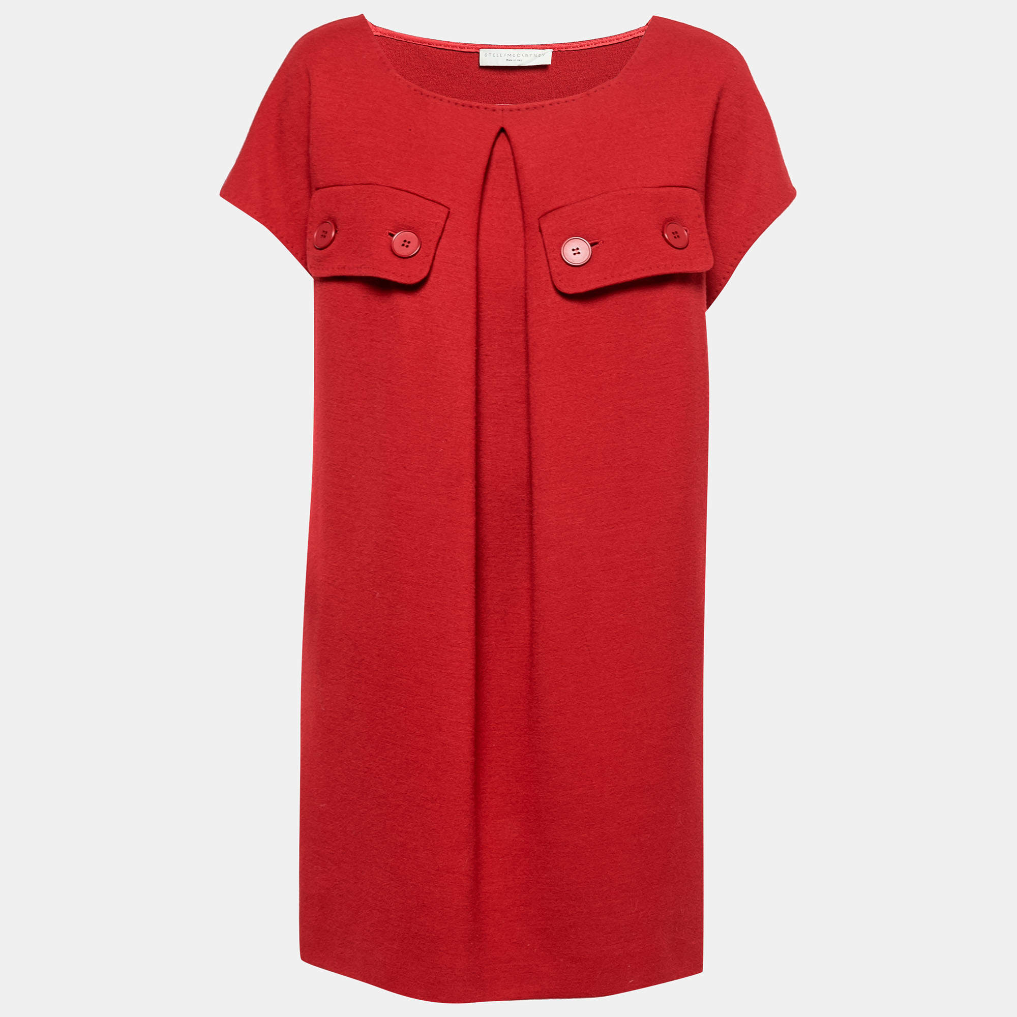 Pre Owned Stella McCartney Dark Red Wool Pocket Detail Short Dress S