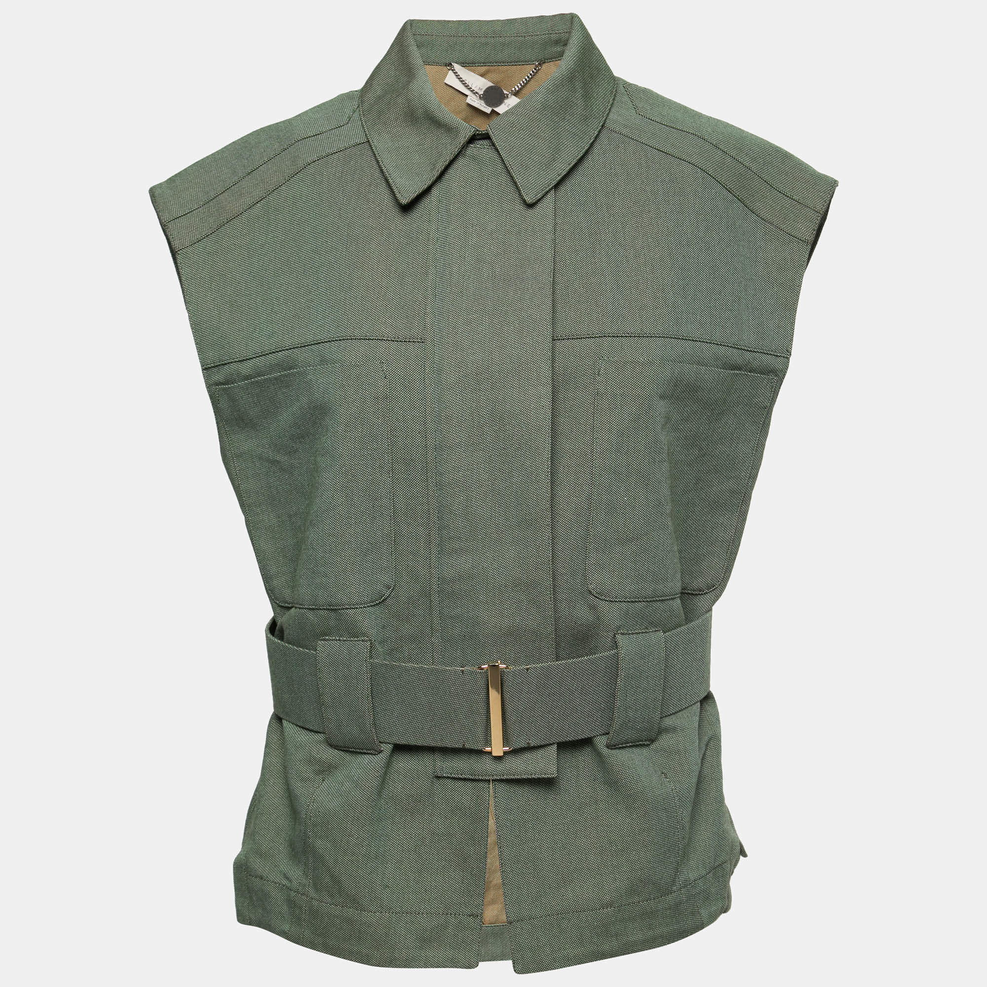 Pre Owned Stella McCartney Green Canvas Belted Vest S