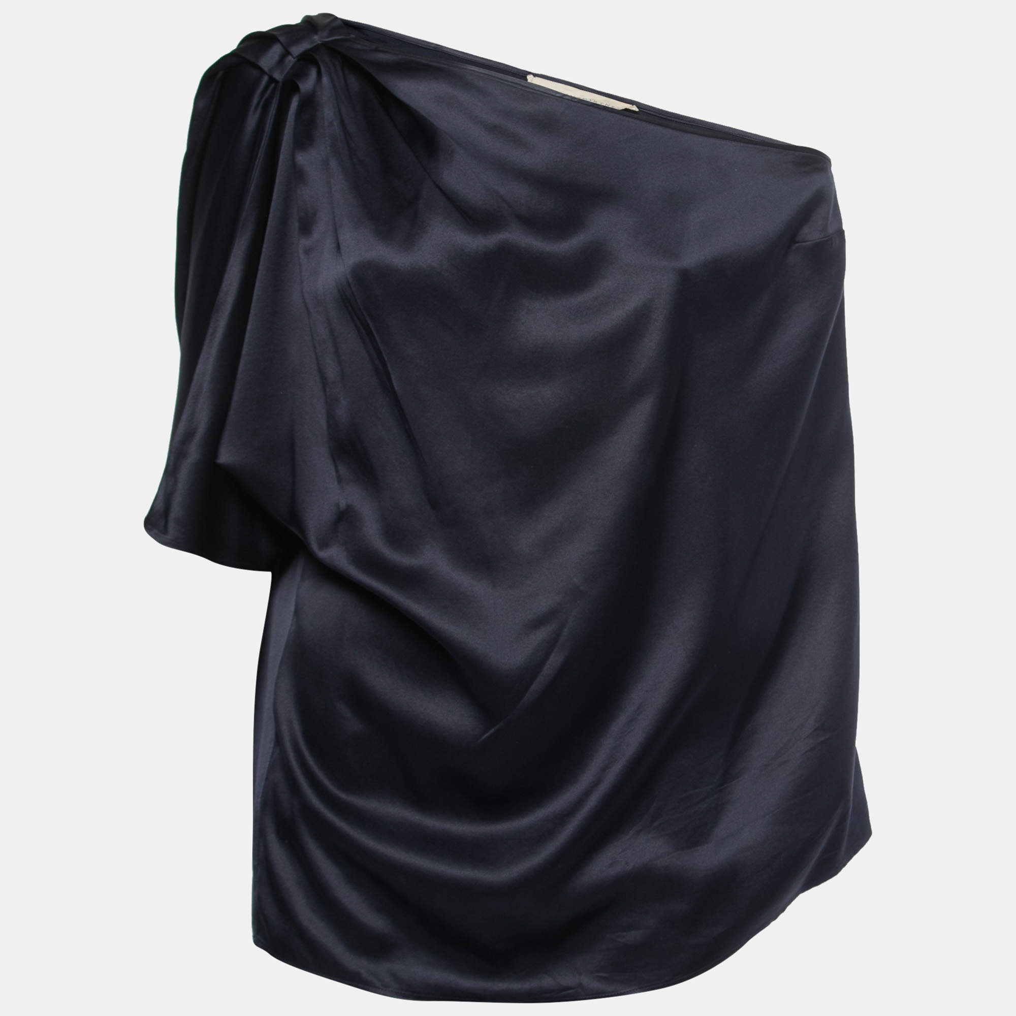 Pre Owned Stella McCartney Midnight Blue Silk One Shoulder Top M