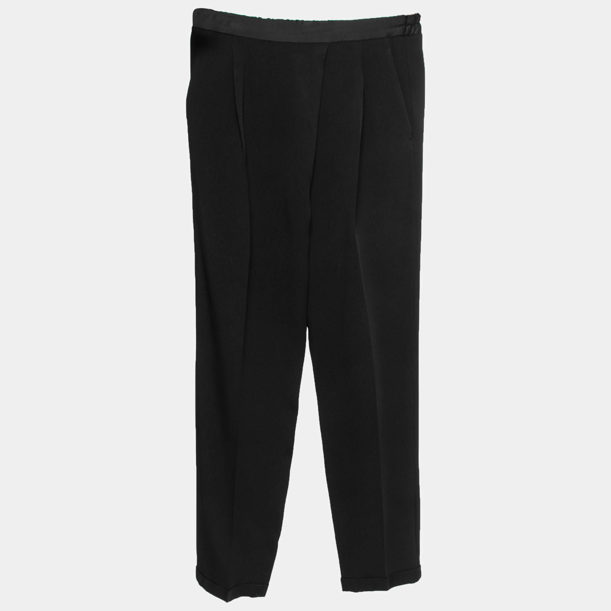 Stella McCartney Black Crepe Elasticized Waist Trousers S