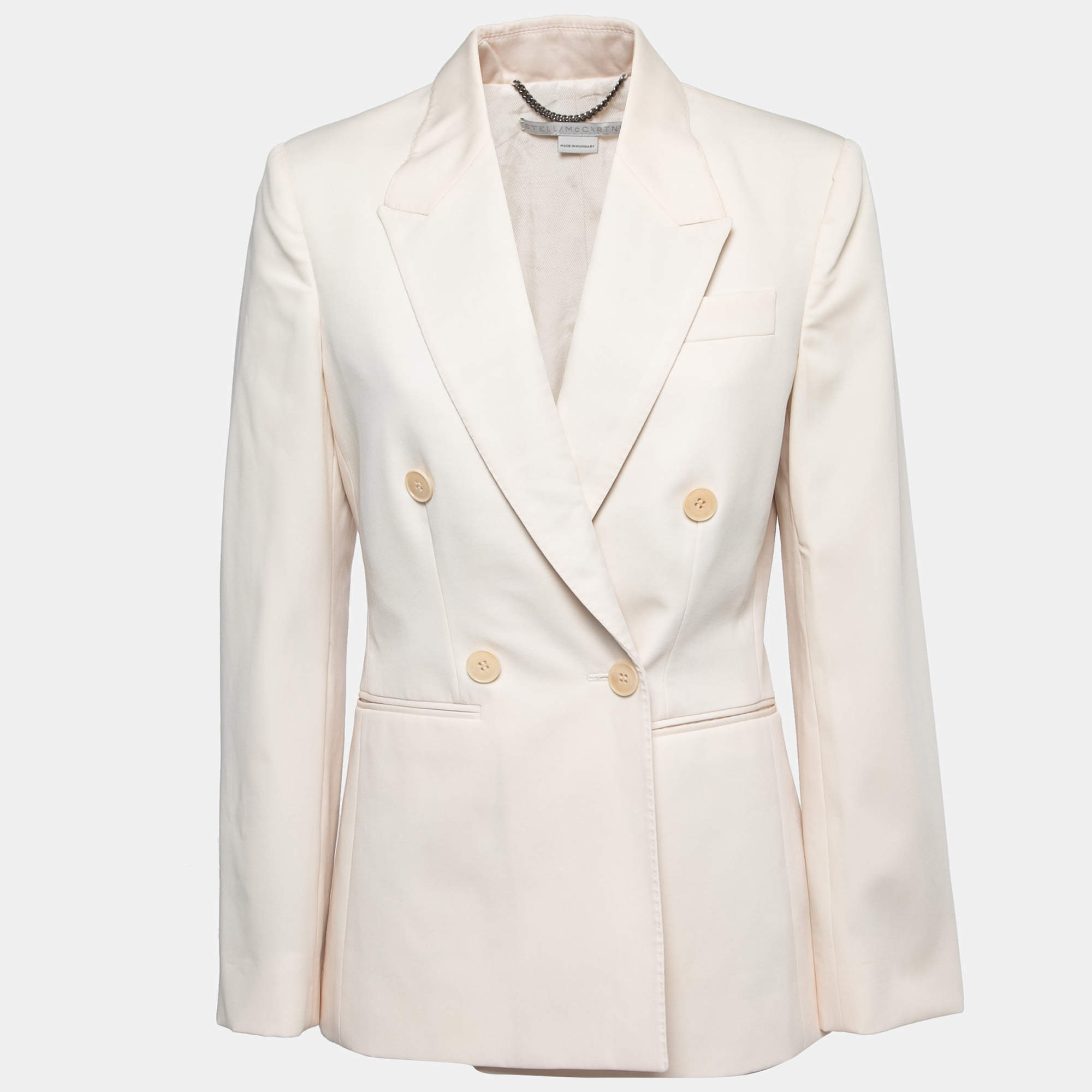 Stella McCartney Cream Wool Double-Breasted Blazer M