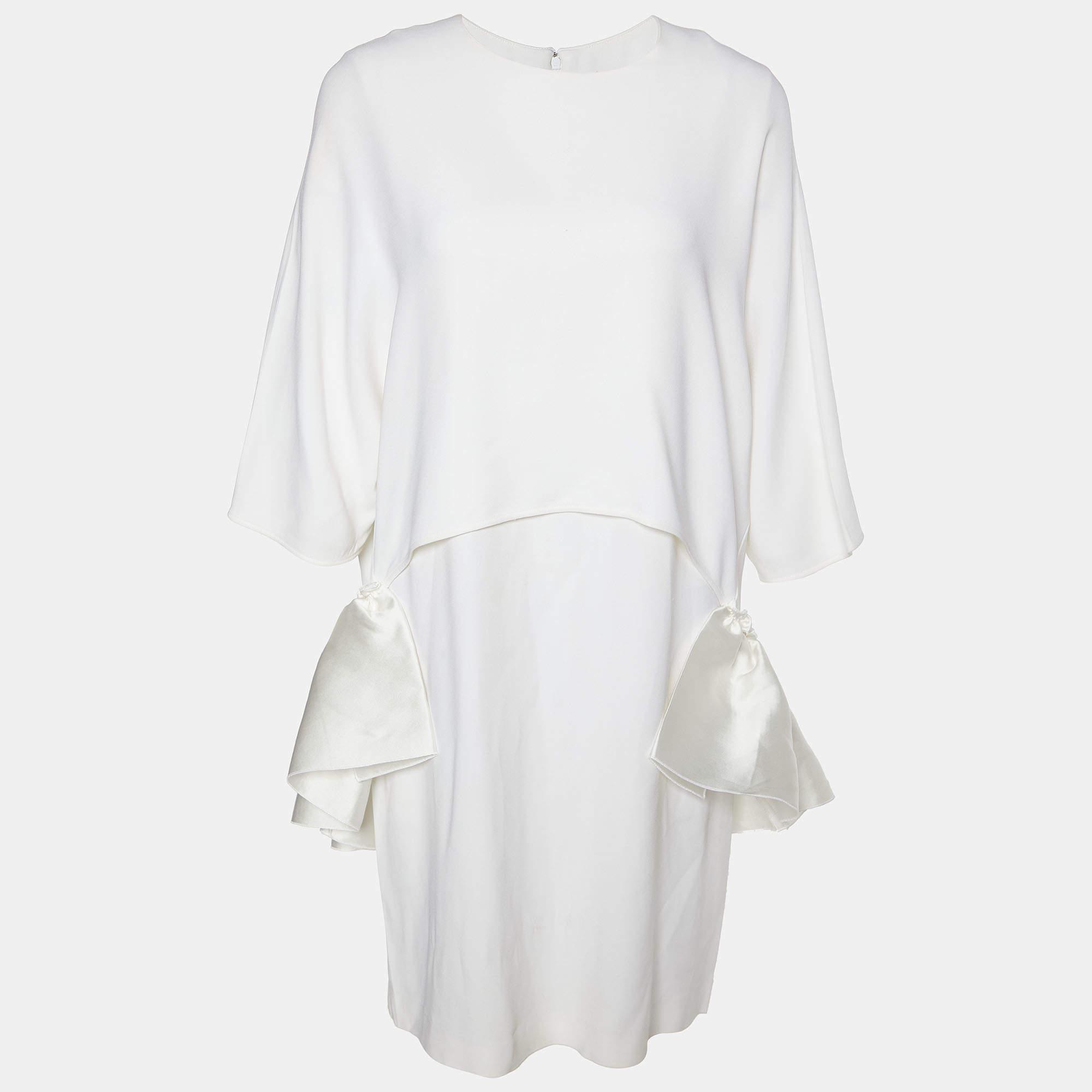 Pre Owned Stella McCartney White Crepe Cape Detail Midi Dress M
