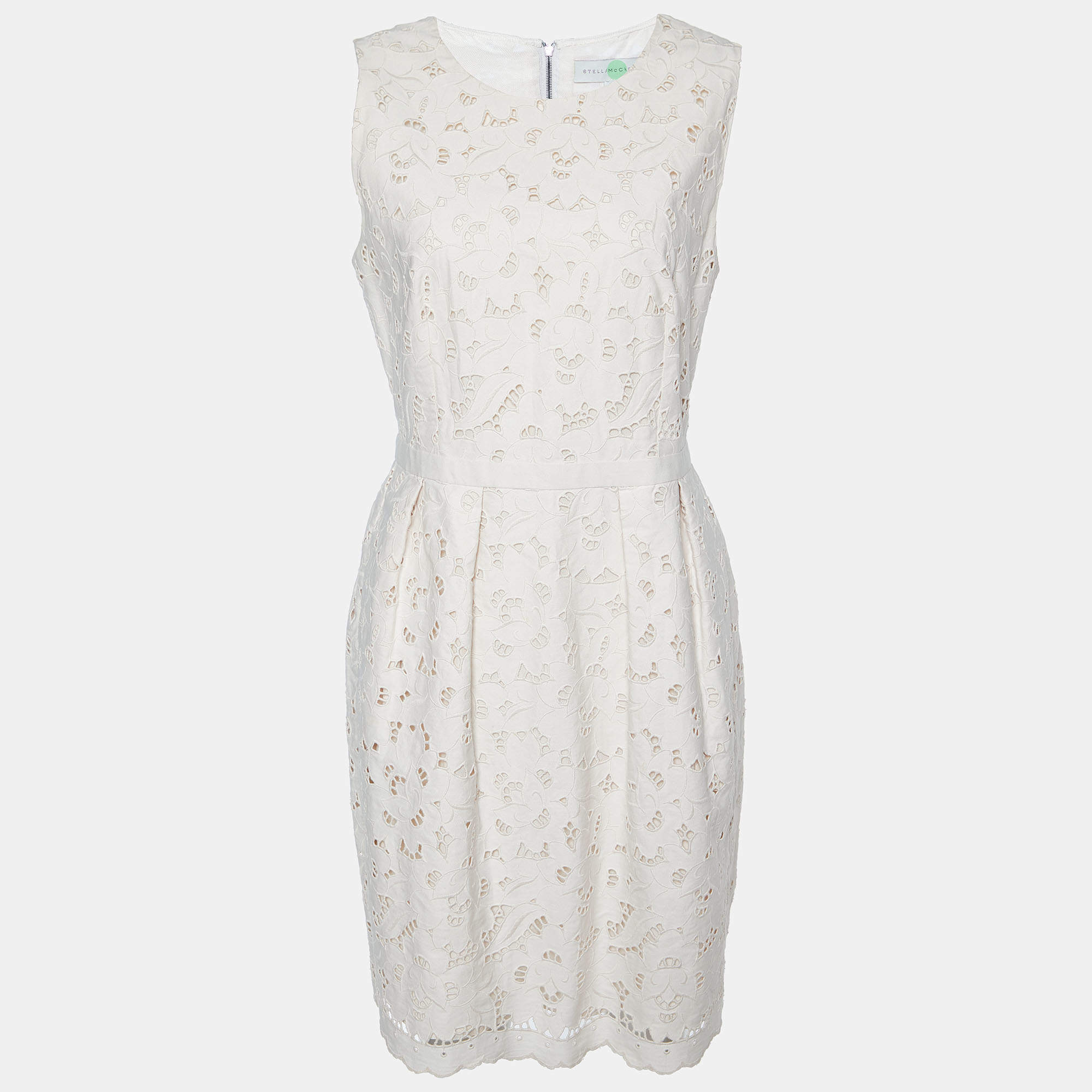 Pre Owned Stella McCartney Light Pink Cutwork Cotton Sleeveless Sheath Dress M