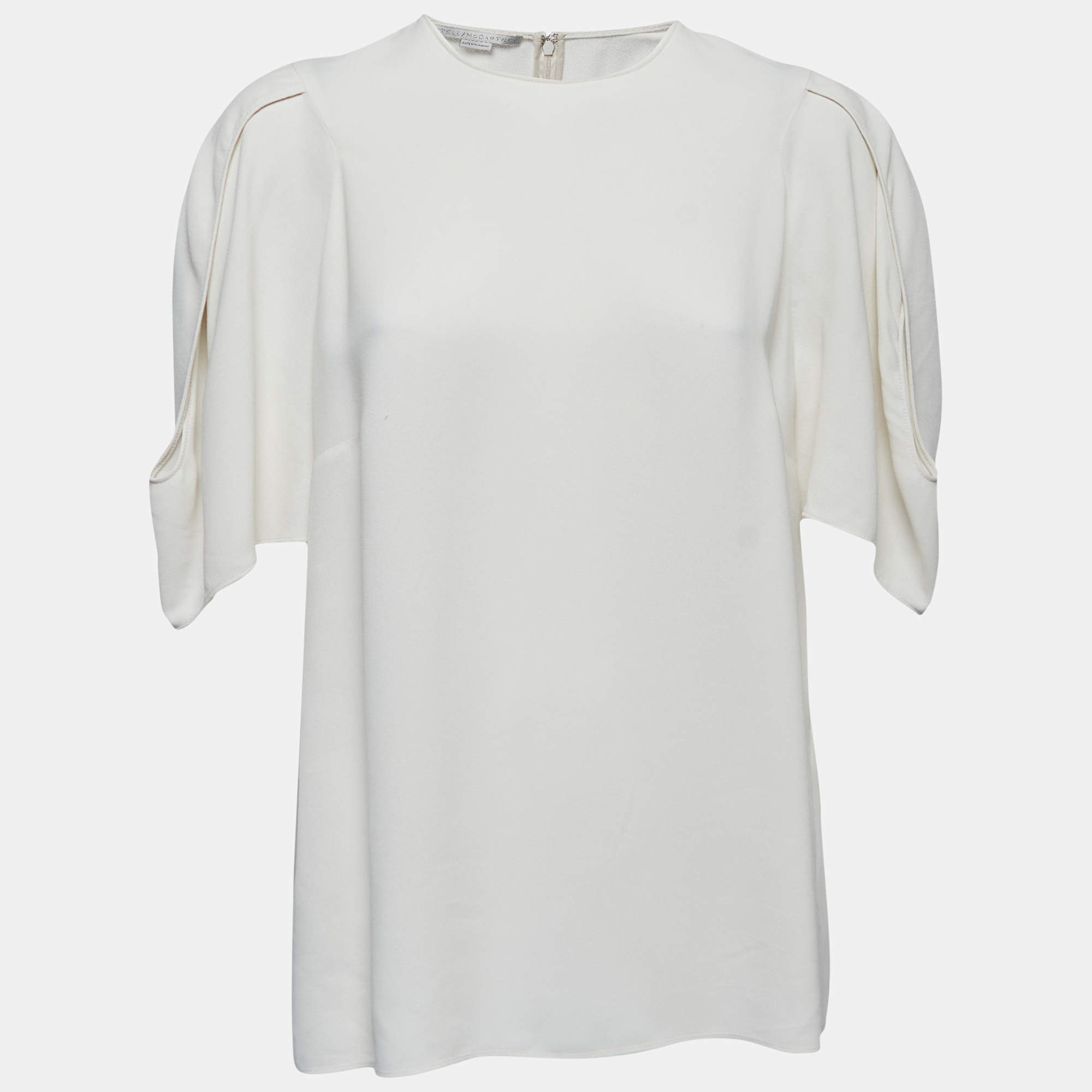 Stella McCartney Ivory Crepe Slit Sleeve Detail Blouse L