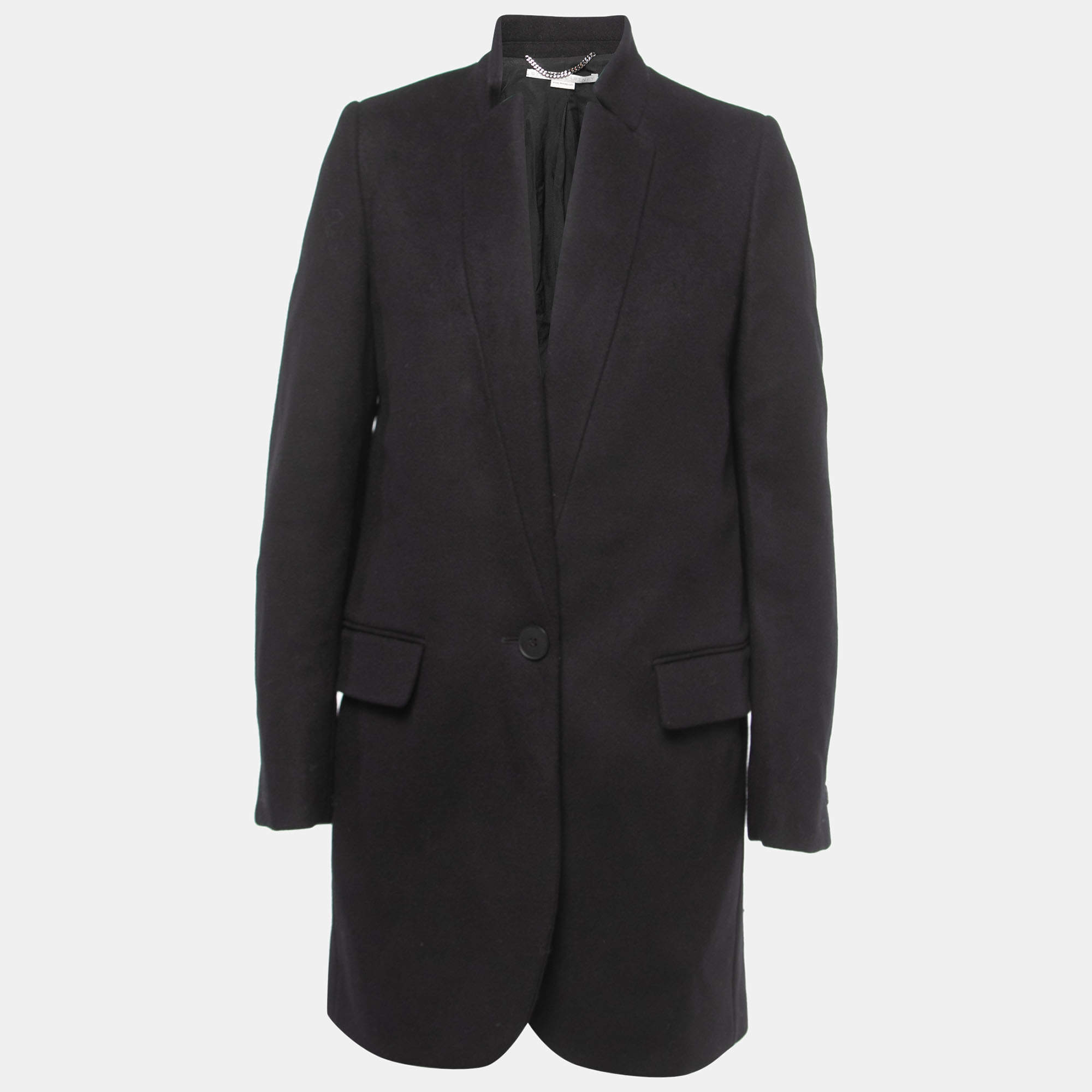Pre Owned Stella McCartney Black Wool Single-Breasted Coat S