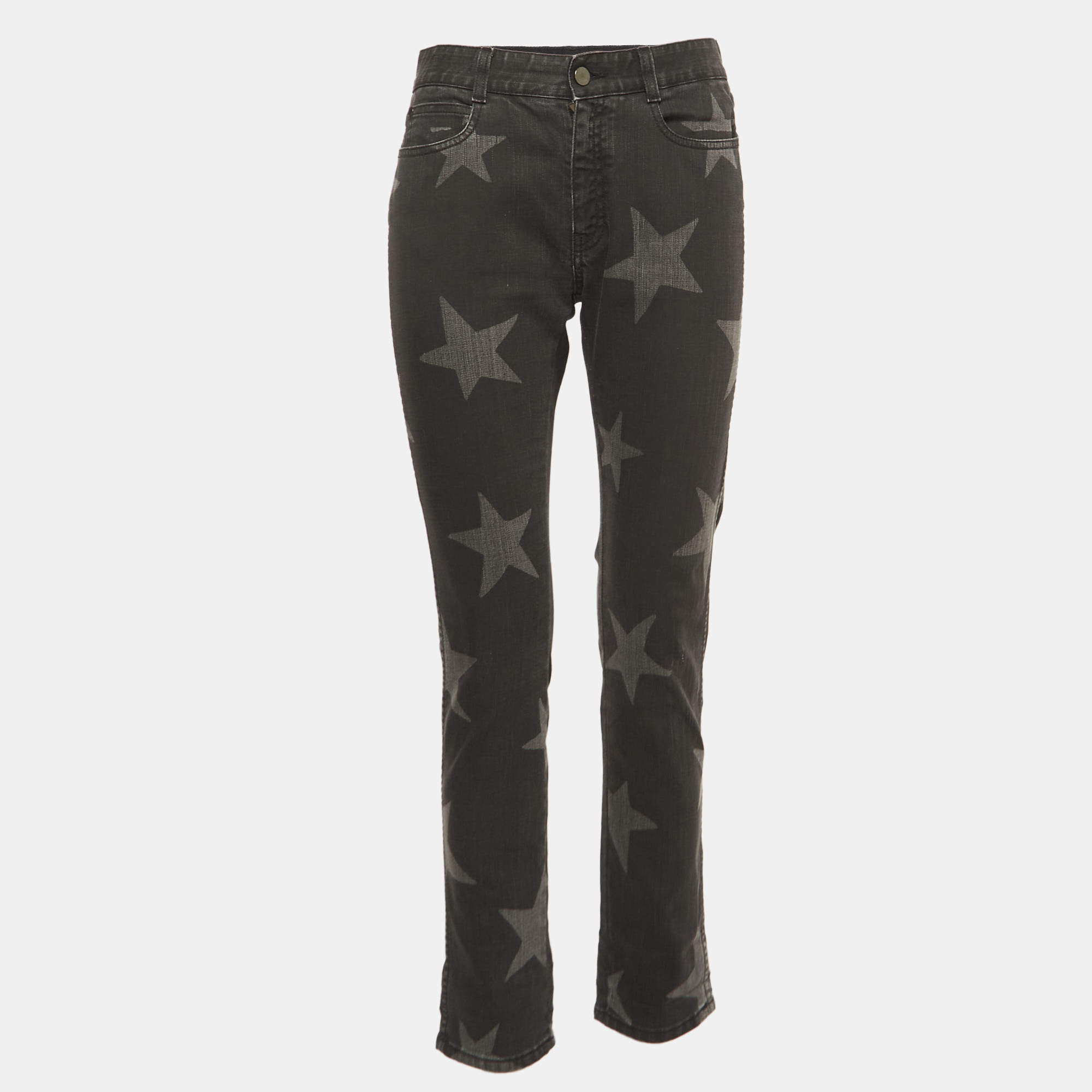 Pre Owned Stella McCartney Black Washed Stars Print Denim Jeans S Waist 26"