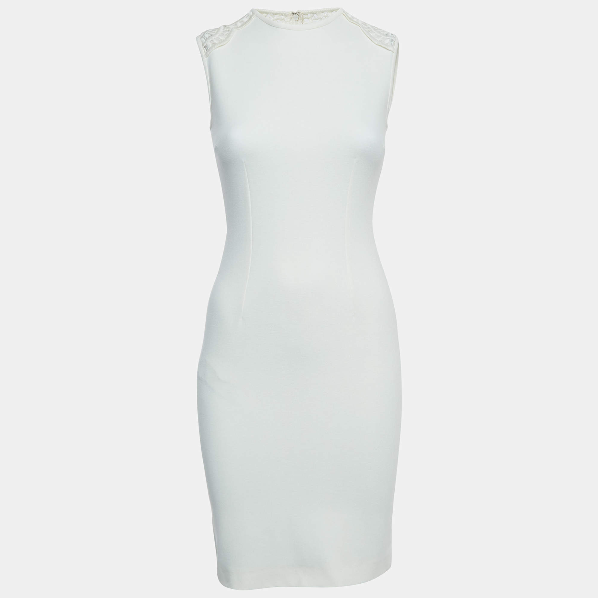 Pre Owned Stella McCartney Off-White Knit Lace Back Sleeveless Short Dress S