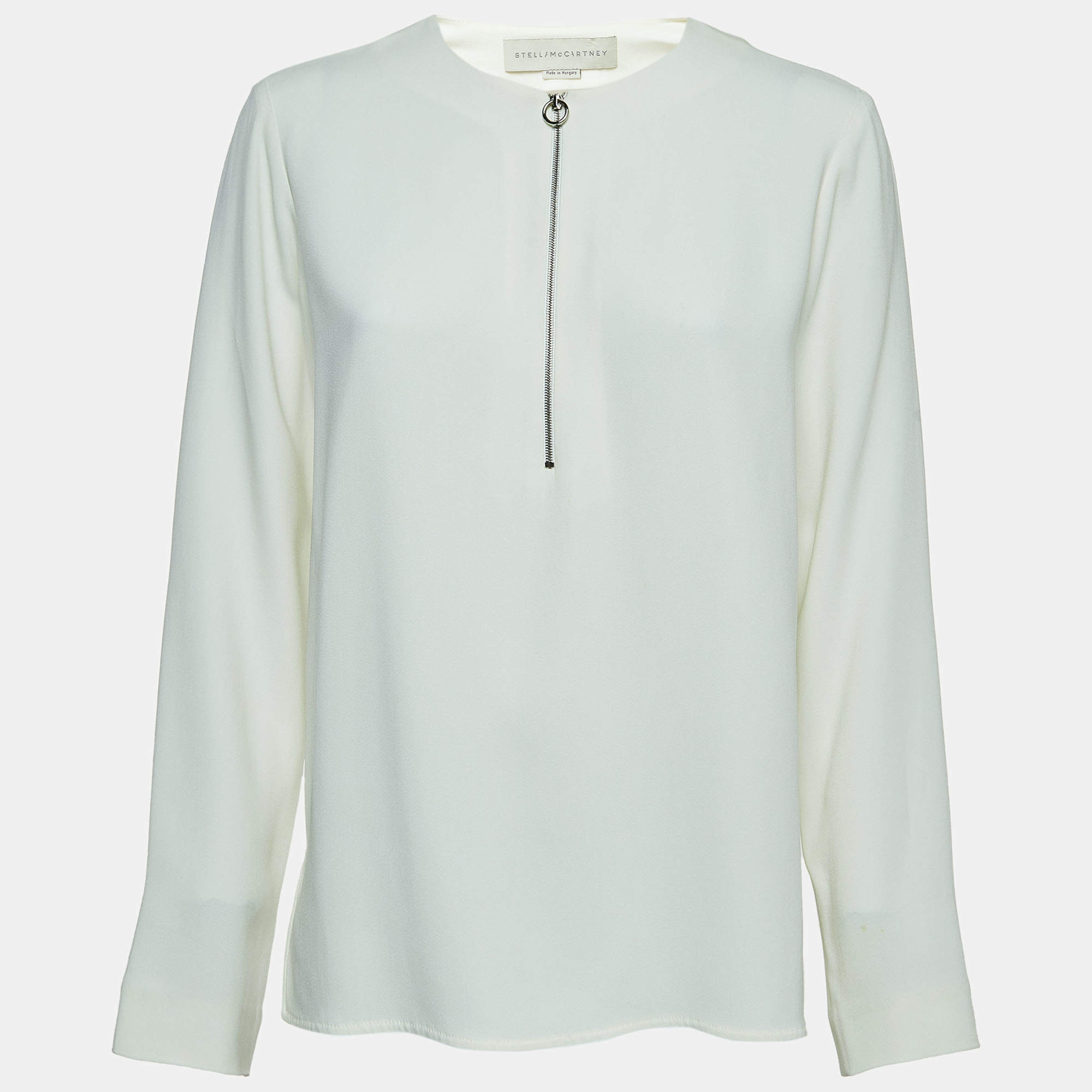 Pre Owned Stella McCartney Off White Crepe Long Sleeve Blouse S