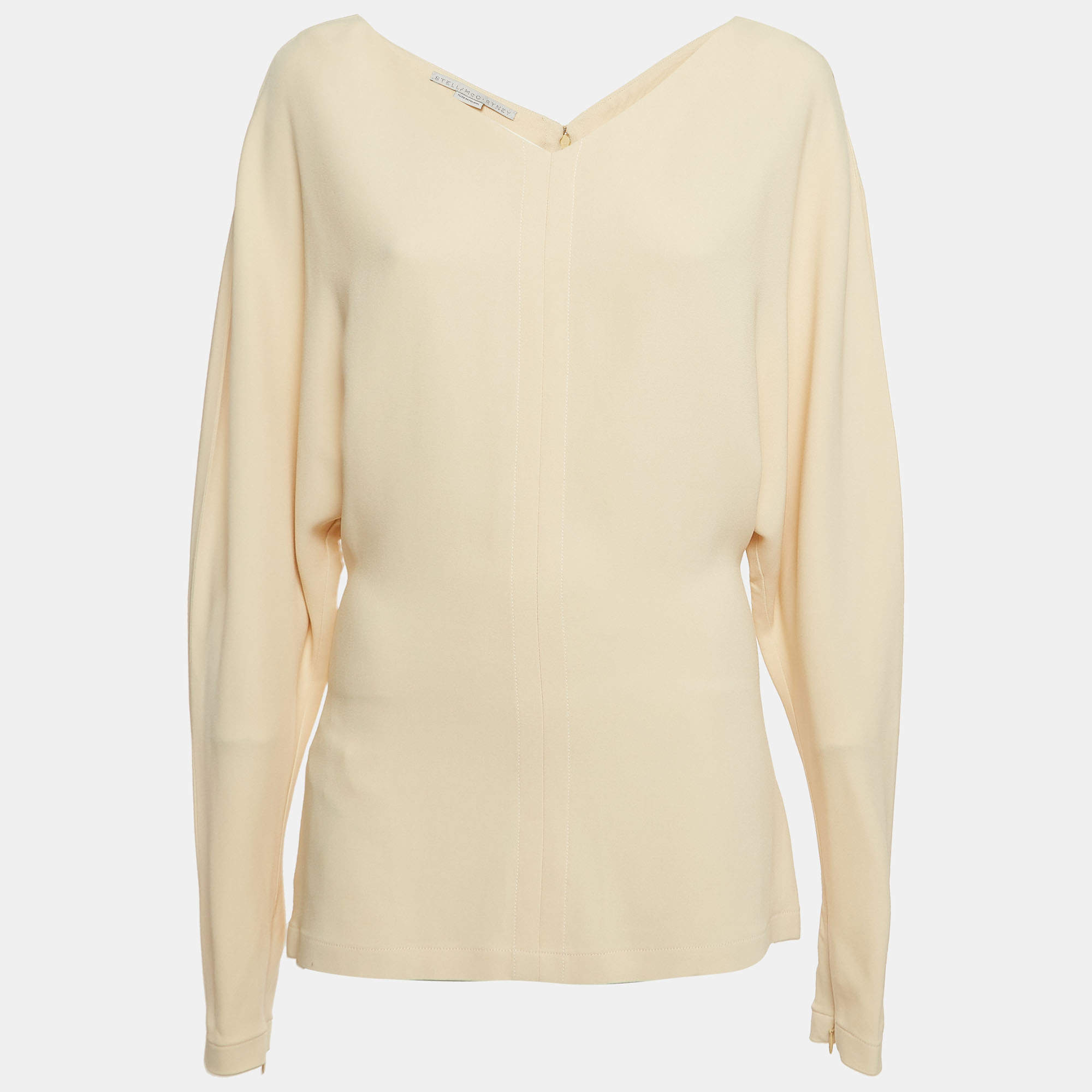 Pre Owned Stella McCartney Beige Crepe Dolman Sleeve Top M