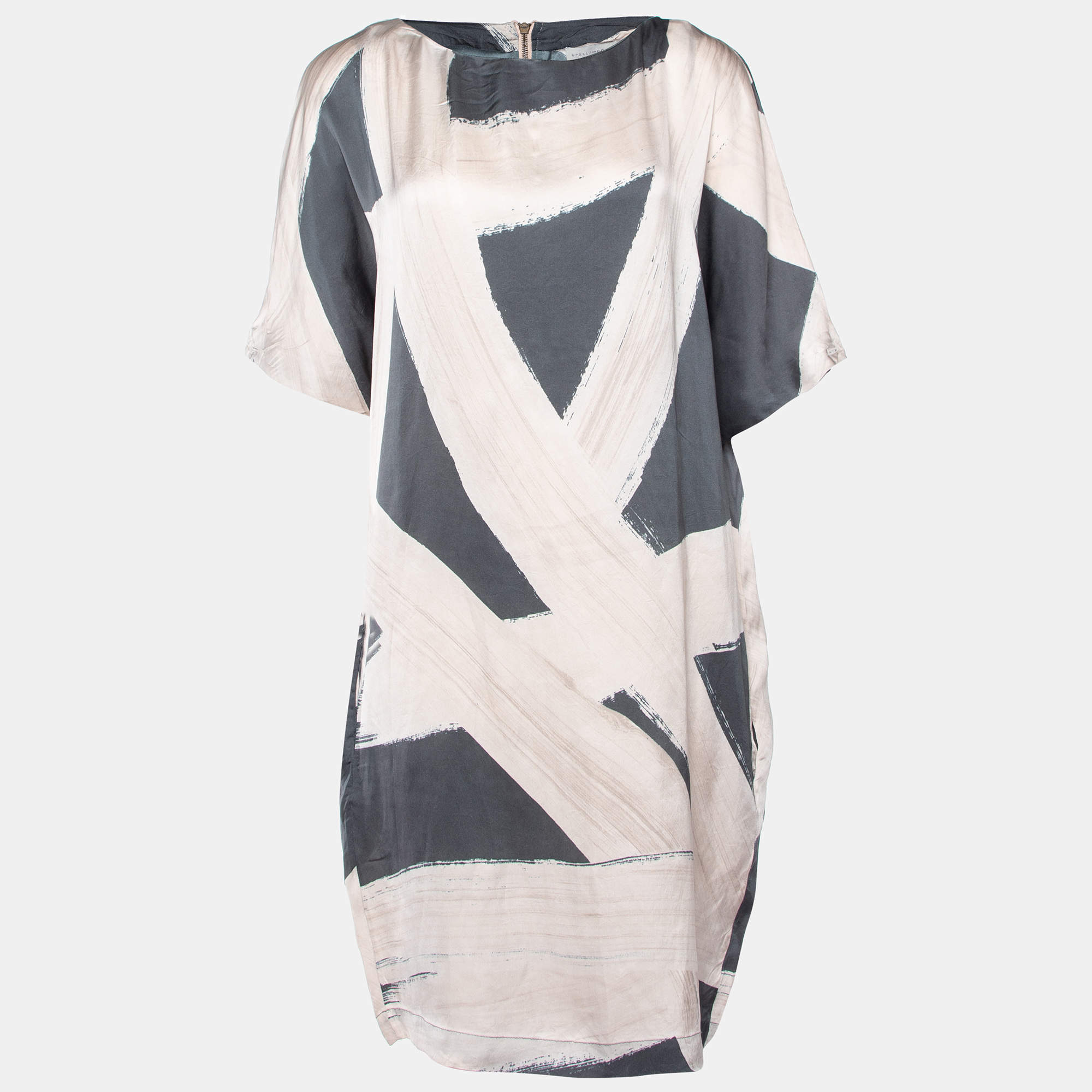 Pre Owned Stella McCartney Pink/Grey Printed Silk Tunic M
