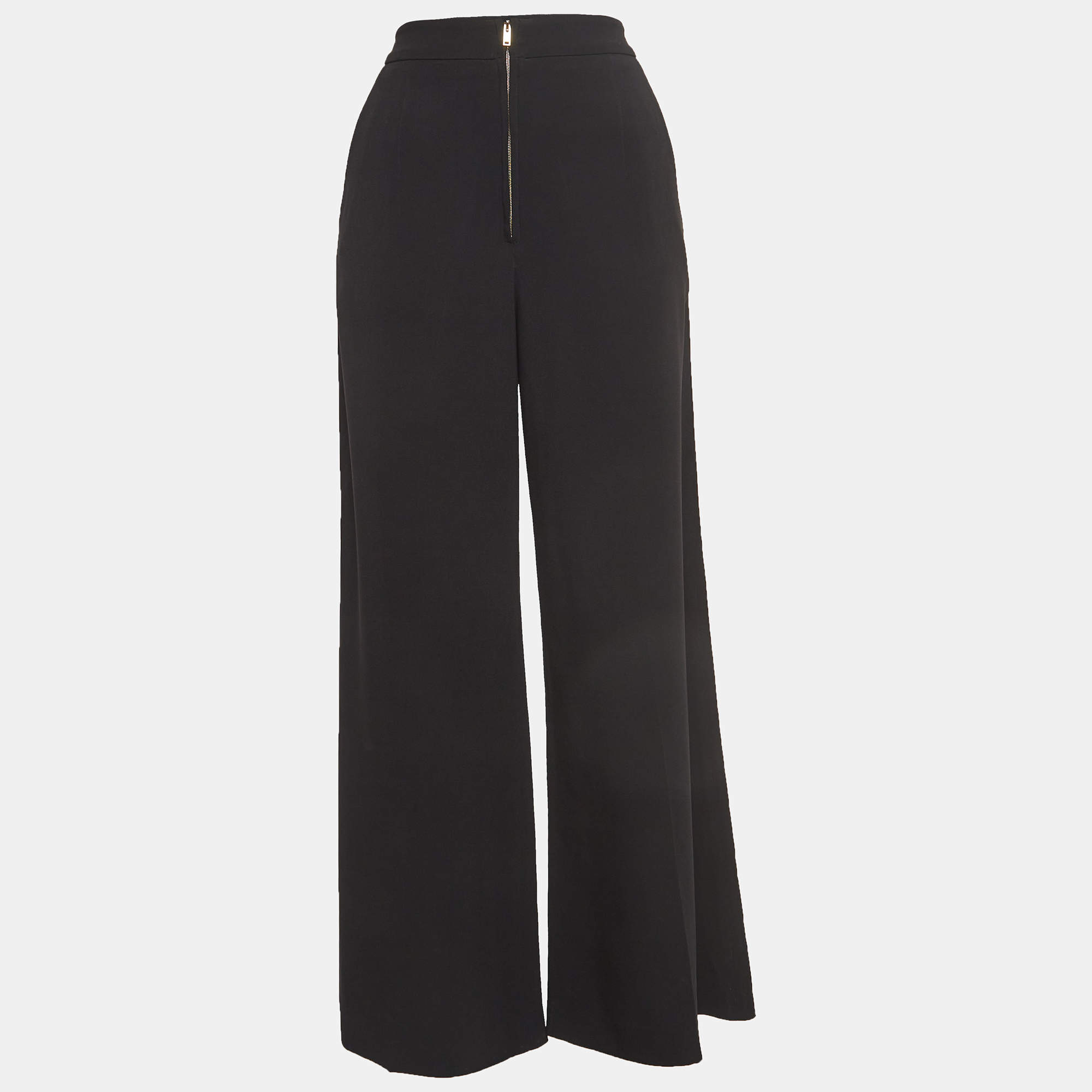 Pre Owned Stella McCartney Black Crepe Zipper Flared Trousers S
