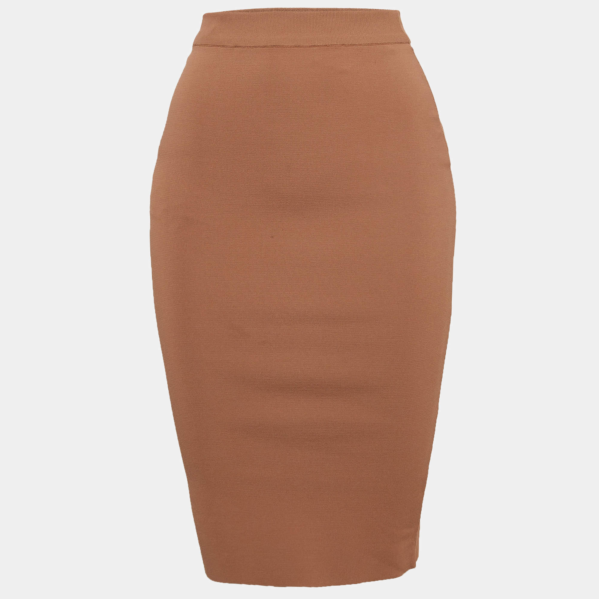 Pre Owned Stella McCartney Dark Beige Knit Pencil Skirt S