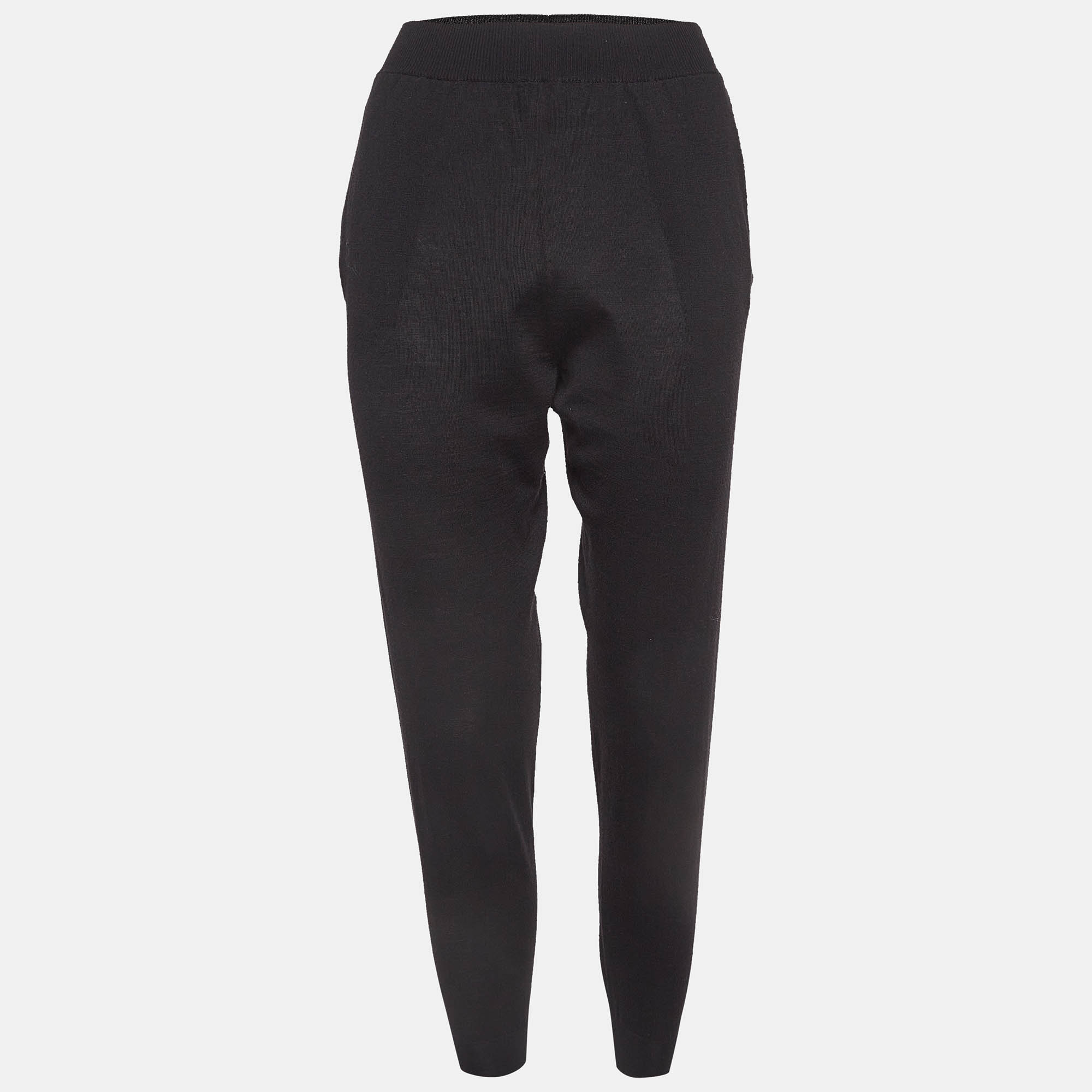 Pre Owned Stella McCartney Black Stretch Knit Joggers M