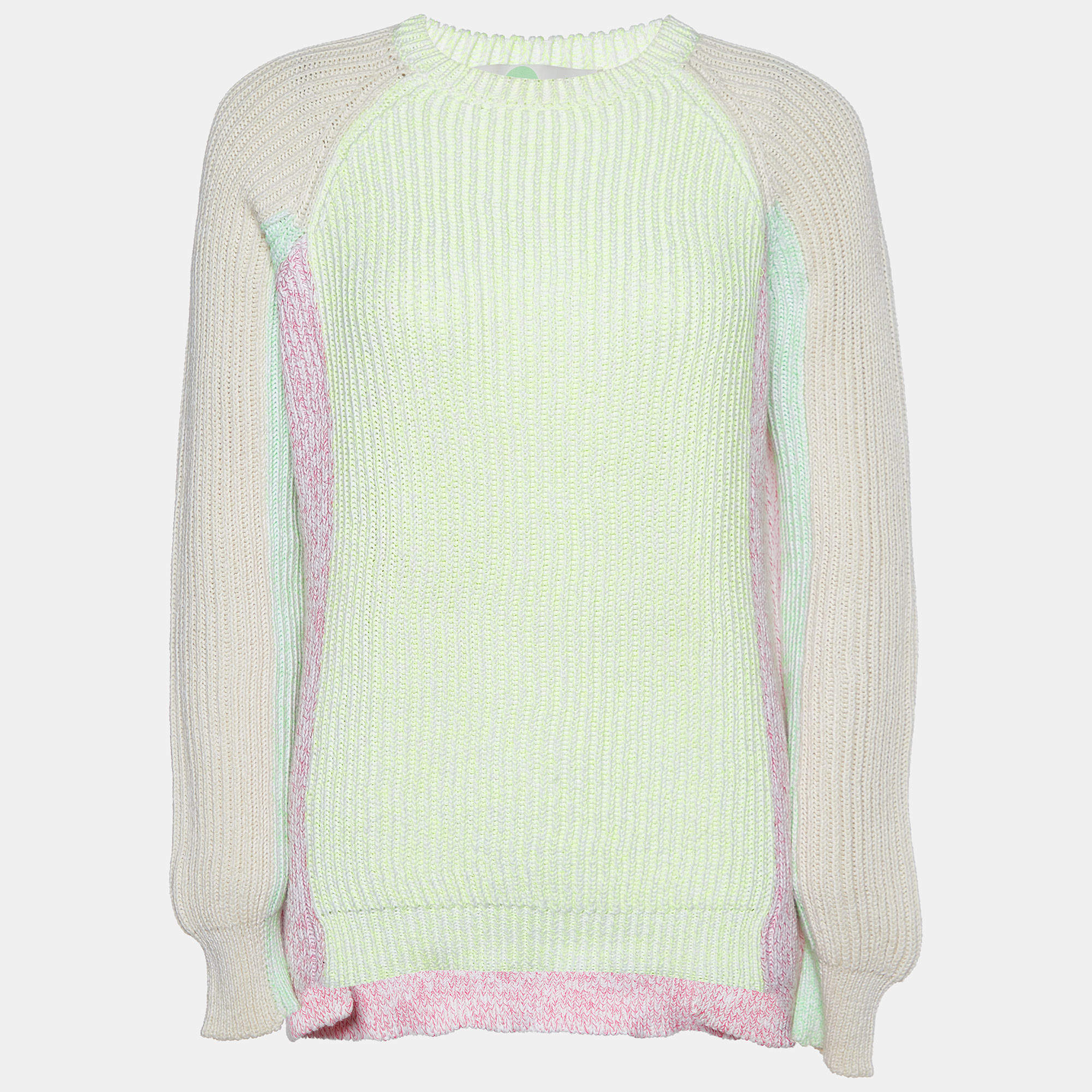 Pre Owned Stella McCartney Multicolor Colorblock Rib Knit Sweater S