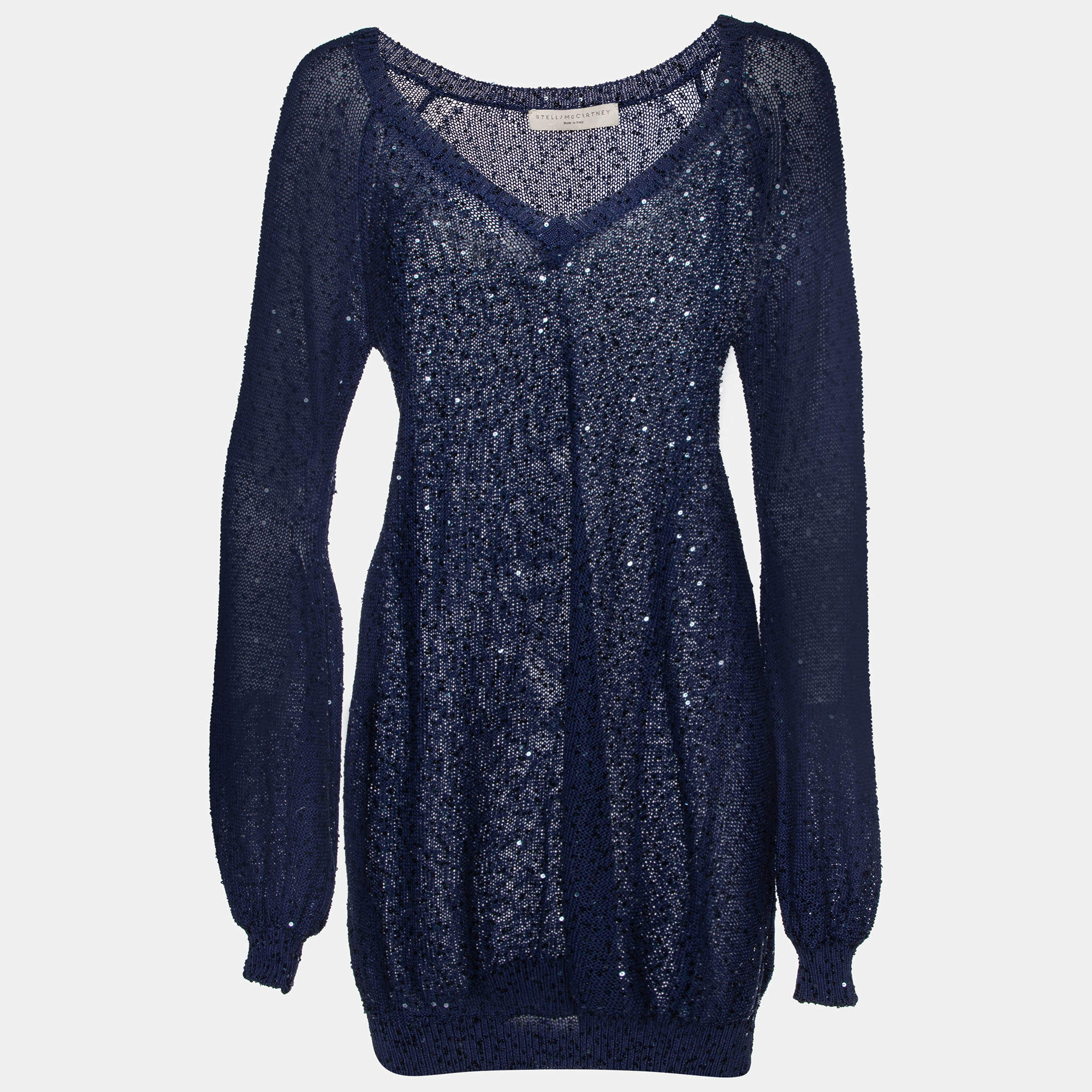 Stella McCartney Navy Blue Sequined Cotton Knit Jumper M