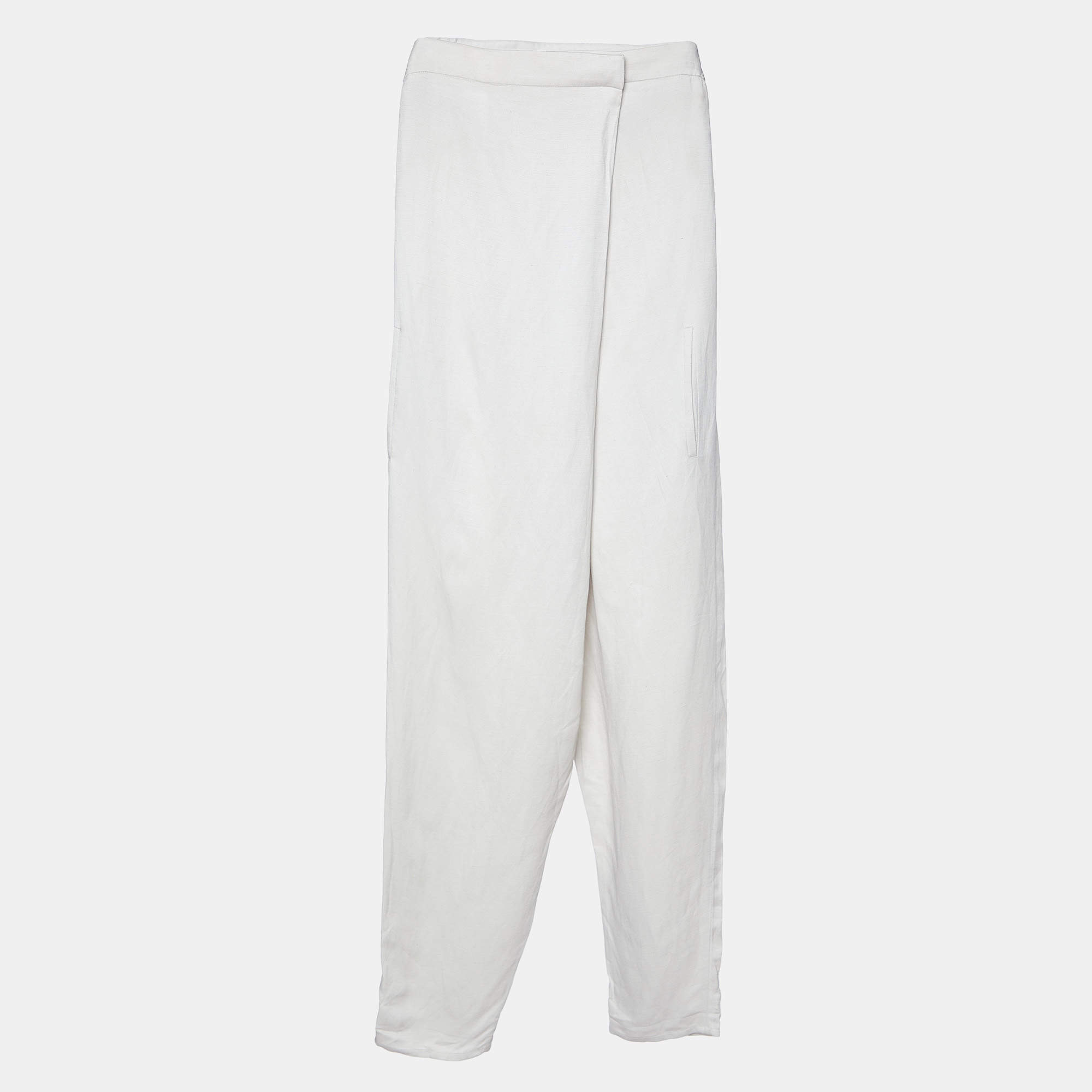Stella McCartney Beige Linen Blend Front Wrap Pants S