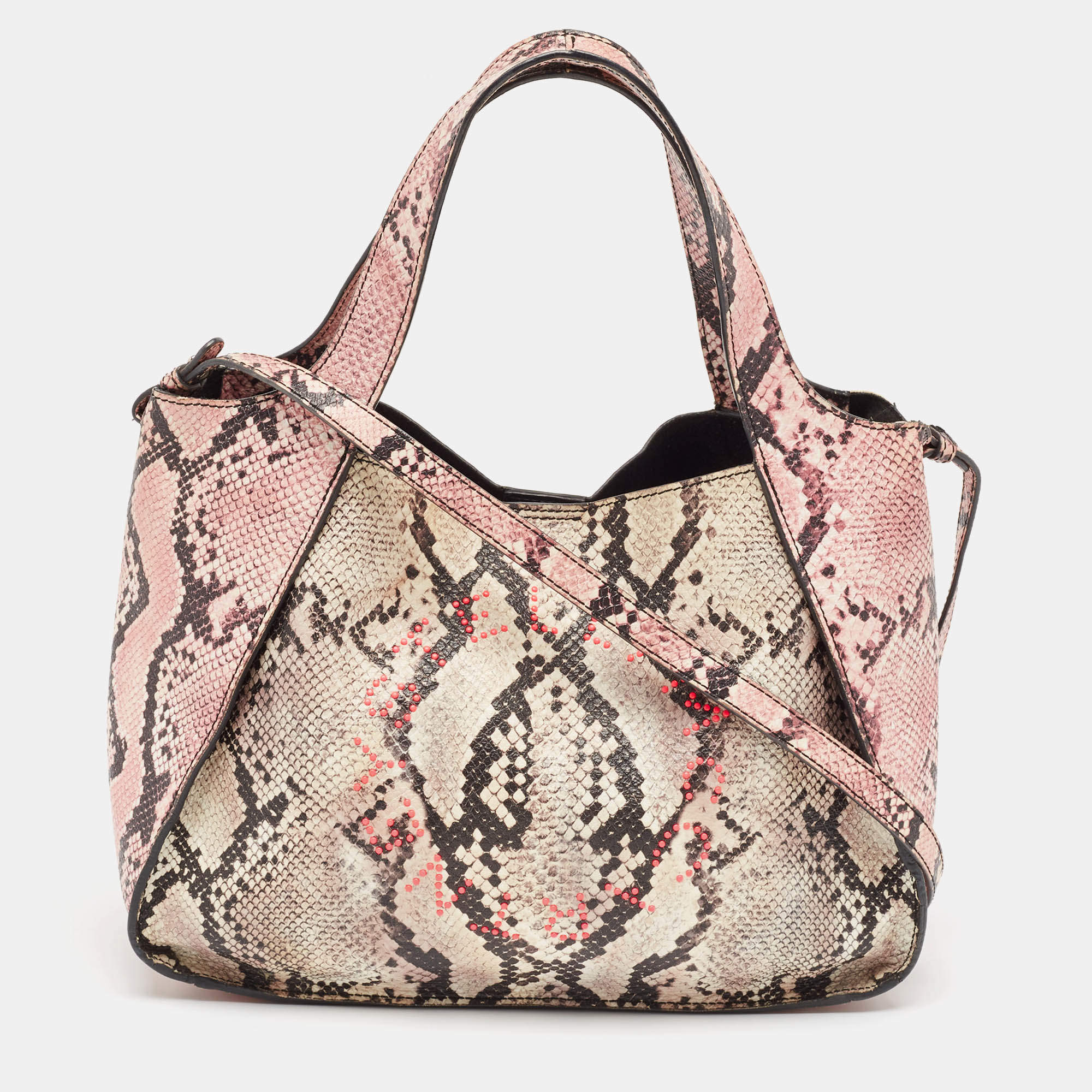 Pre Owned Stella McCartney Multicolor Faux Snakeskin Embossed Leather Logo Tote