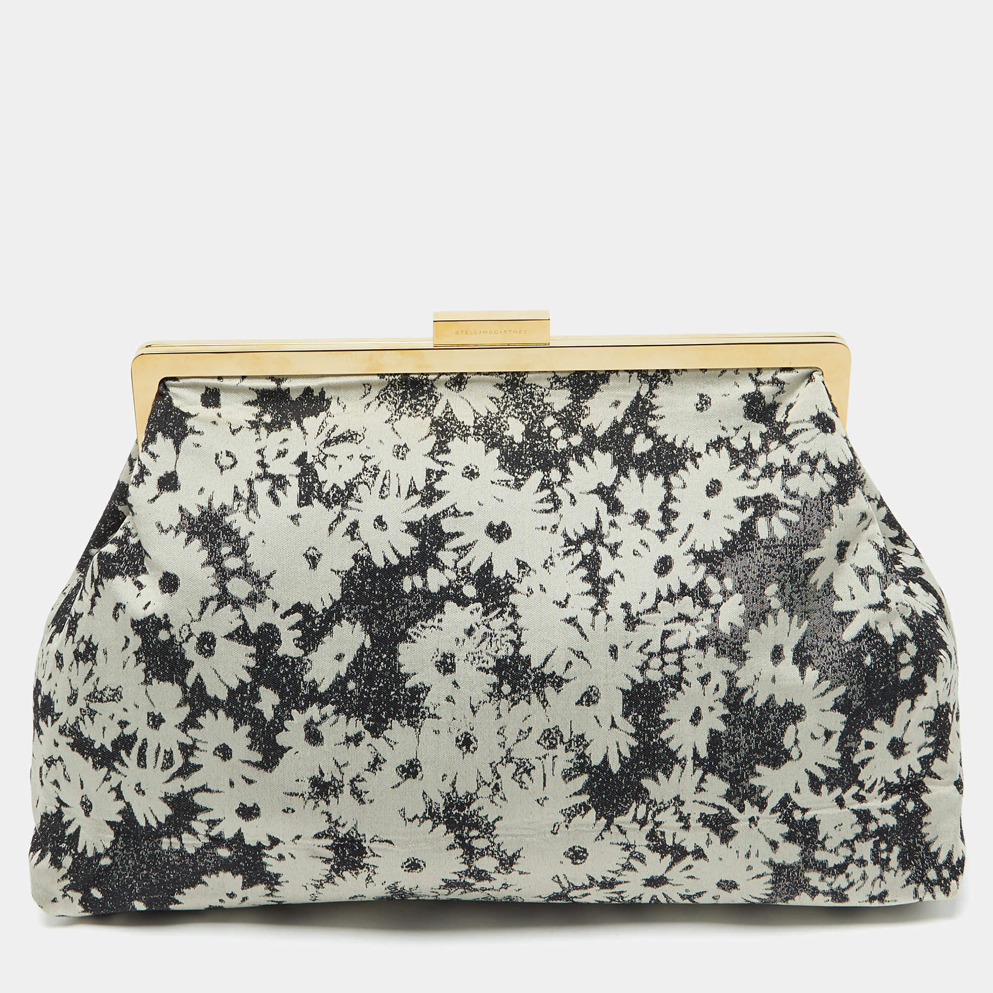 Stella McCartney Grey Canvas Floral Printed Oversized Daisy Clutch