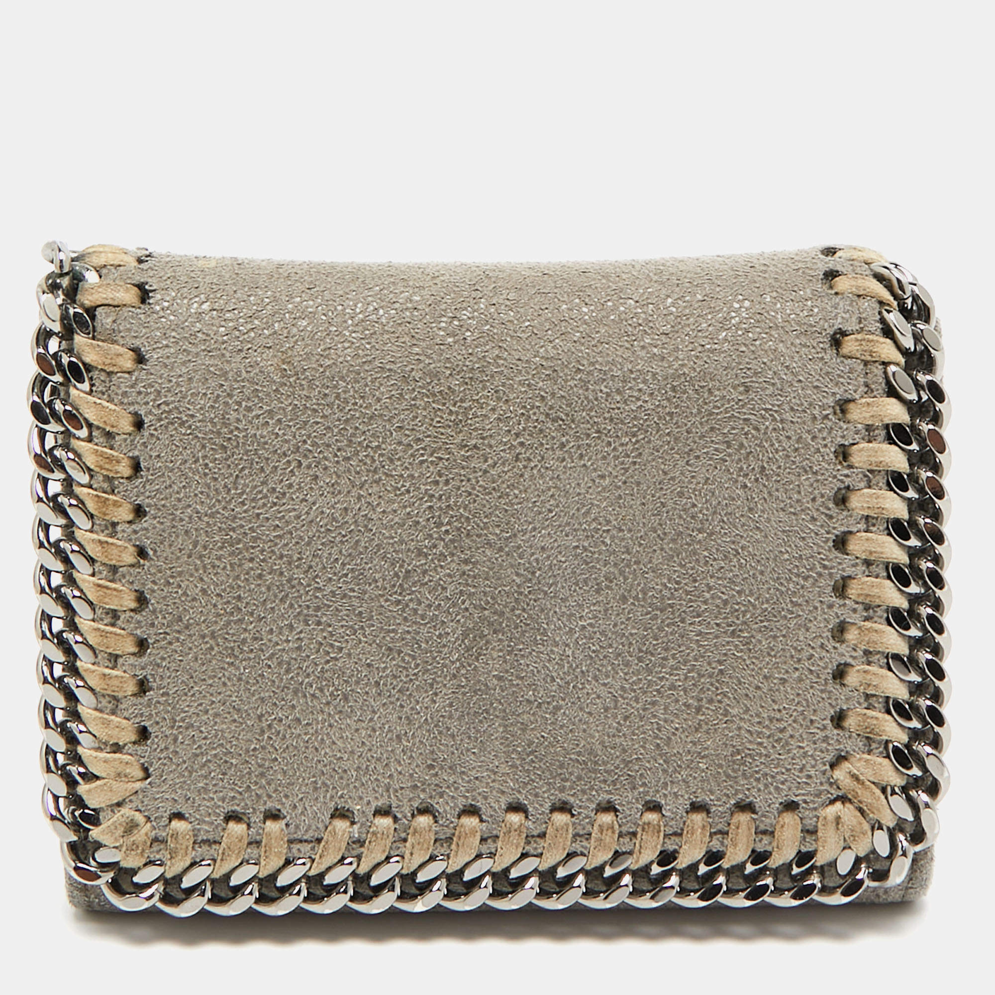 Pre Owned Stella McCartney Grey Faux Suede Falabella Trifold Wallet