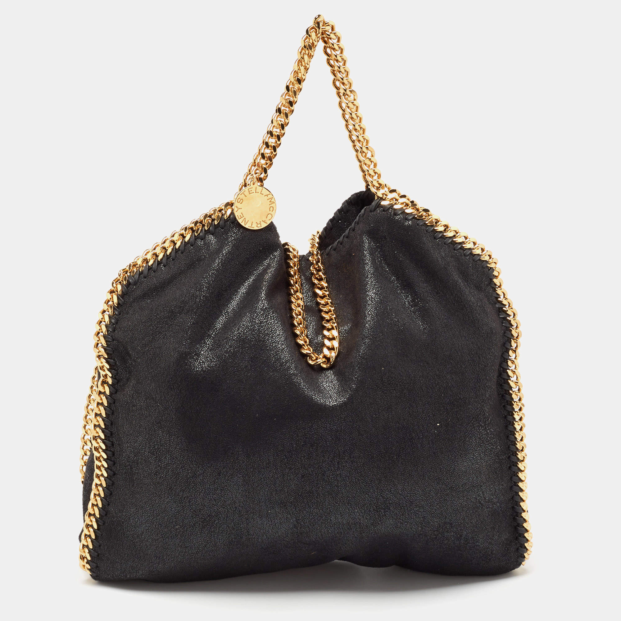 Pre Owned Stella McCartney Black Faux Suede Small Falabella Tote