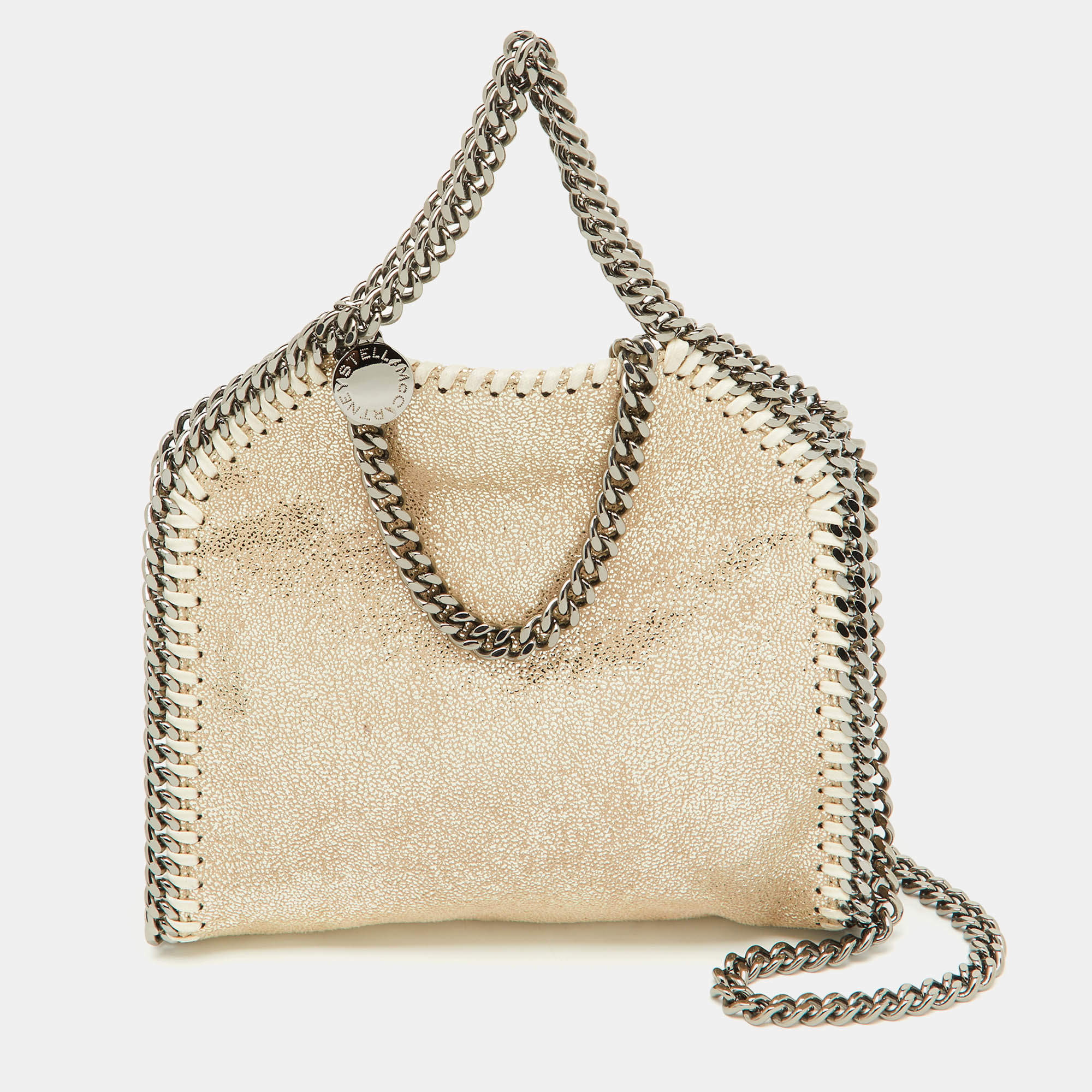 Pre Owned Stella McCartney Gold Faux Suede Tiny Falabella Tote