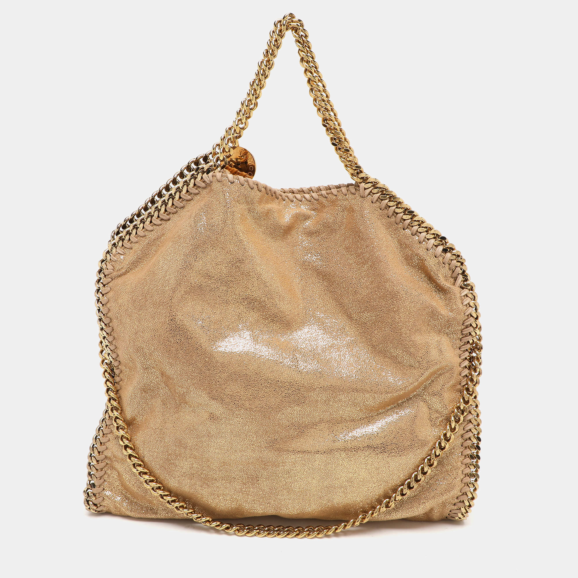 Pre Owned Stella McCartney Gold Faux Suede Small Falabella Tote