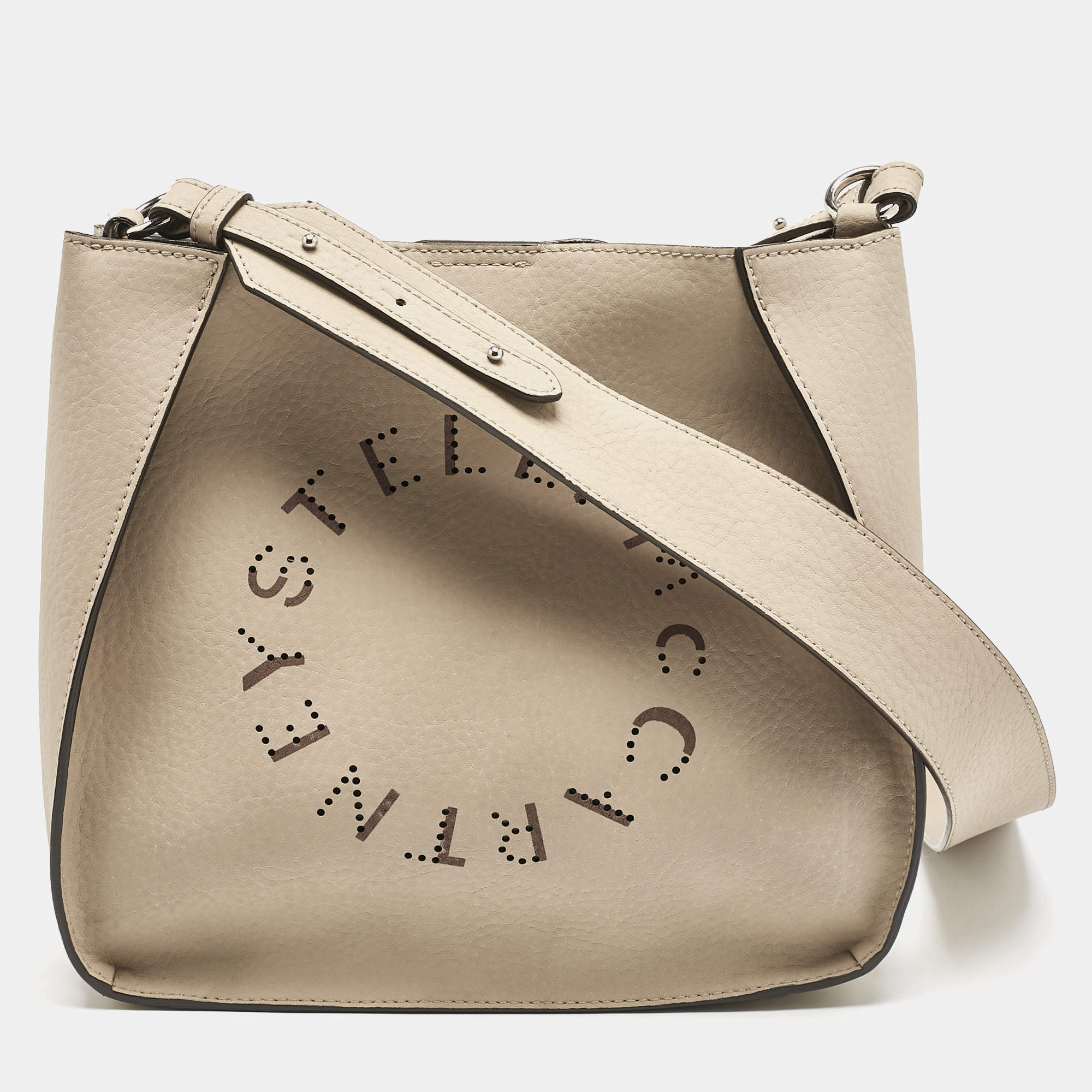 Stella McCartney Beige Faux Leather Logo Crossbody Bag