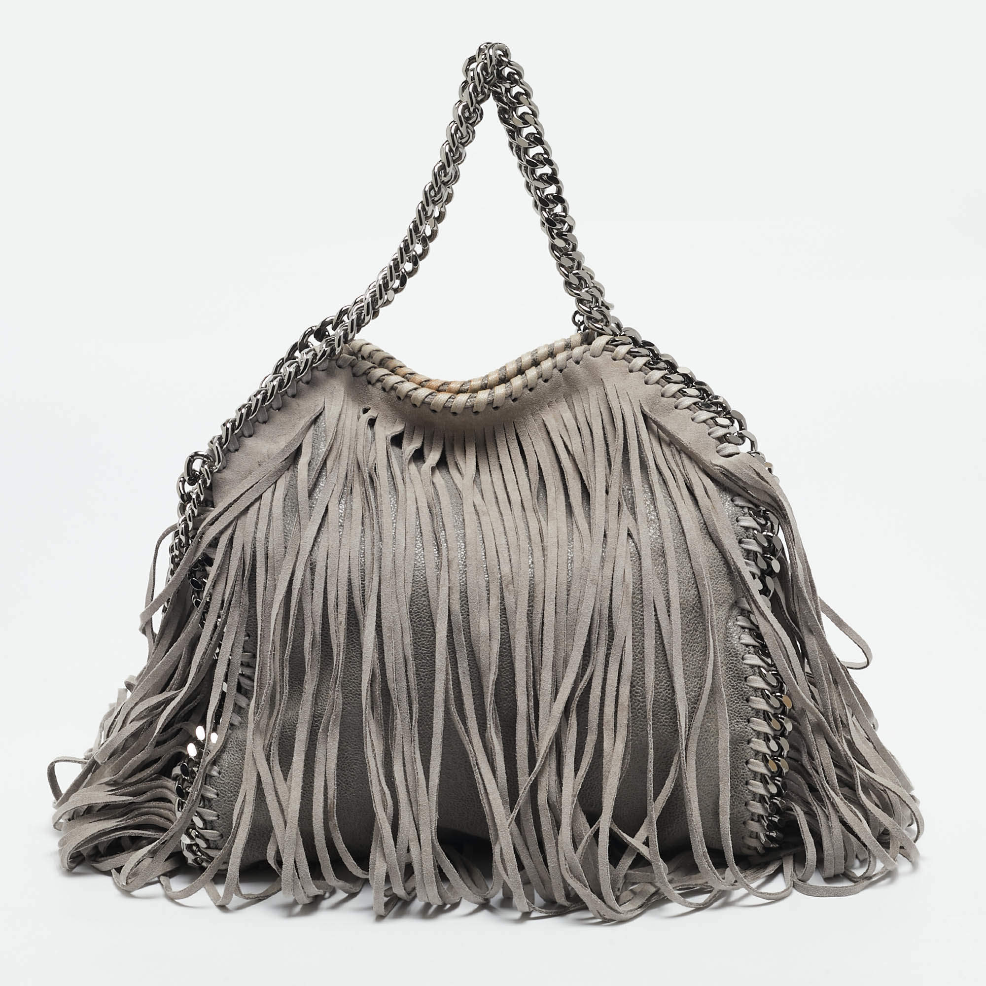 Pre Owned Stella McCartney Grey Faux Suede Mini Falabella Tote