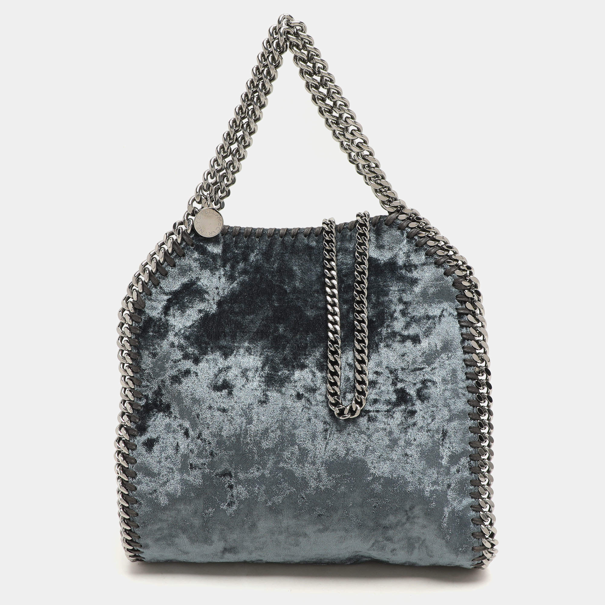 Stella McCartney Teal Velvet Mini Falabella Tote