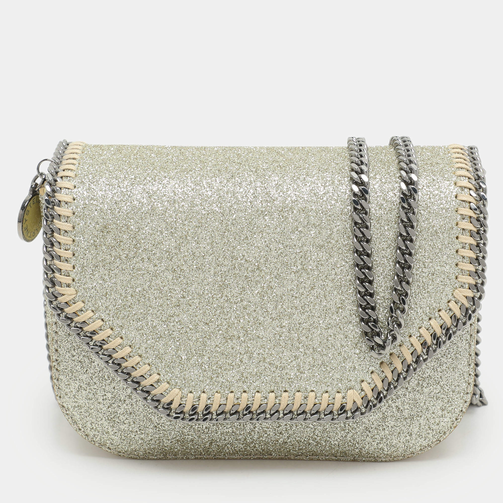 Stella McCartney Gold Glitter Mini Falabella Box Shoulder Bag